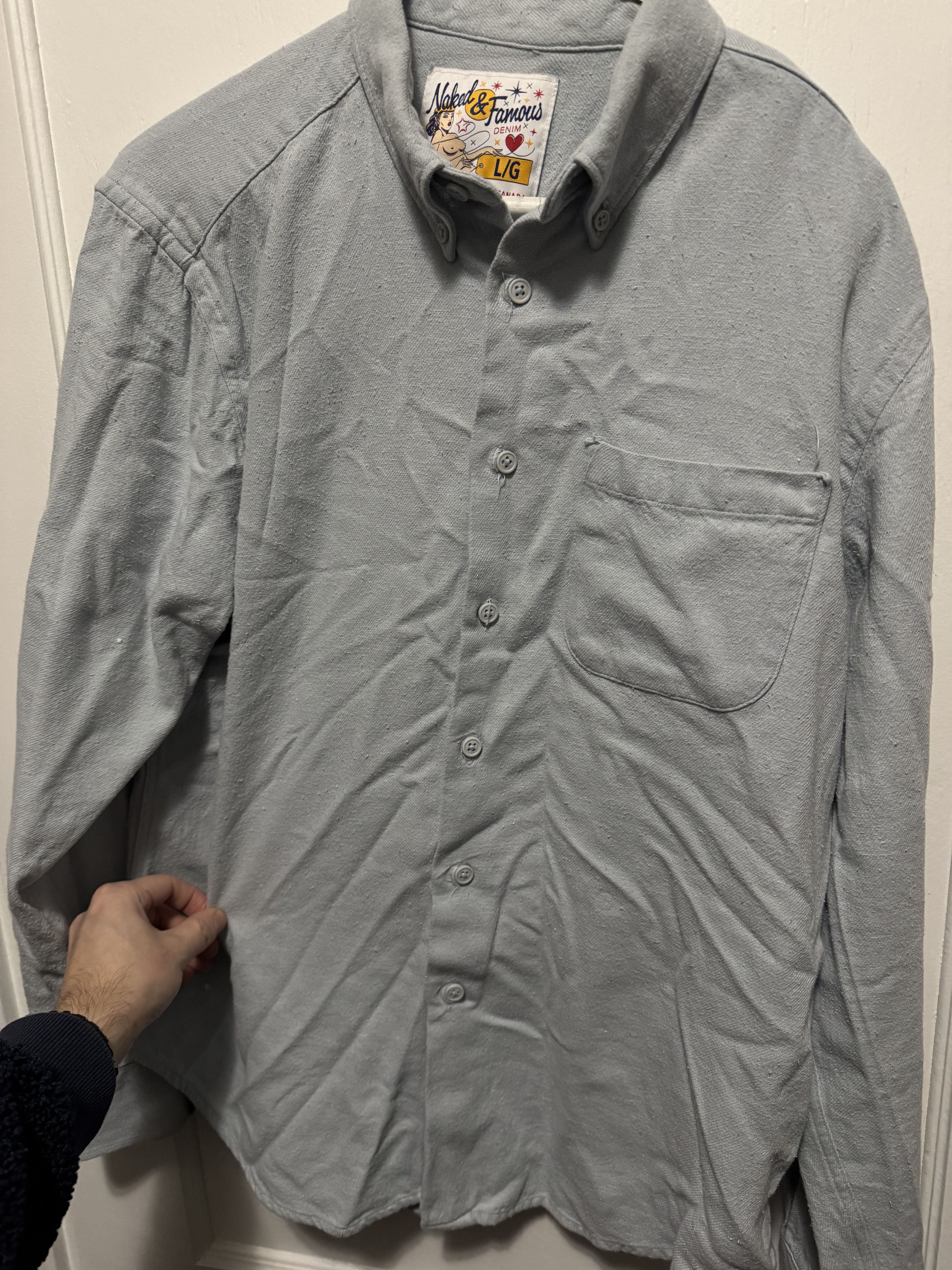 Naked & Famous Naked & Famous Easy Shirt Oxford (textured) - light blue Size US L / EU 52-54 / 3 - 1 Thumbnail