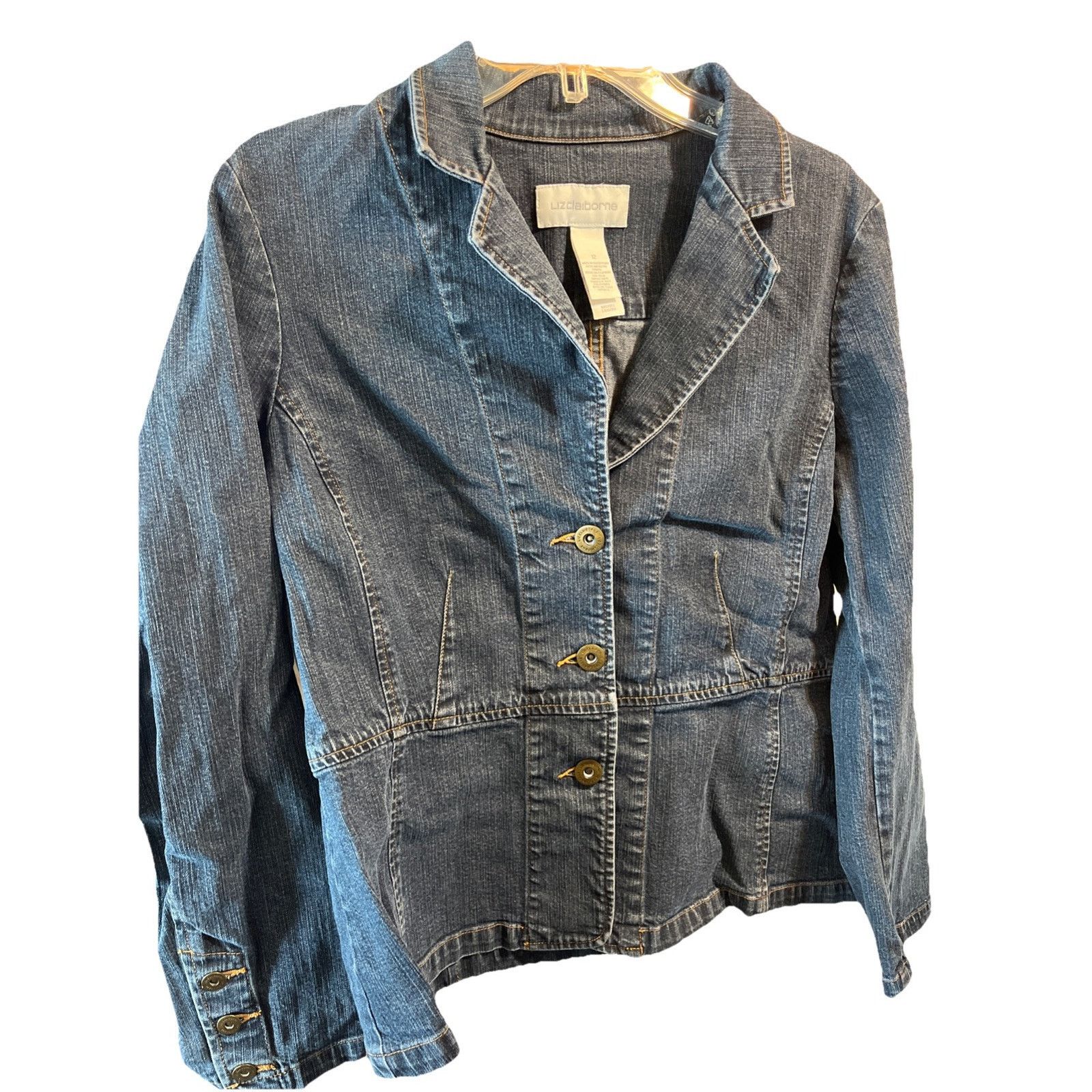 Liz Claiborne Liz Claiborne Jean Jacket Women Size 12 Blue 3 Button Cotton Size XL / US 12-14 / IT 48-50 - 1 Thumbnail