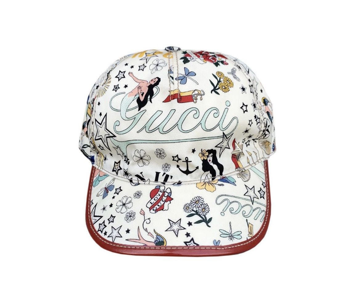 Women's Gucci All Over Print Hat (Size L Fits Smaller)