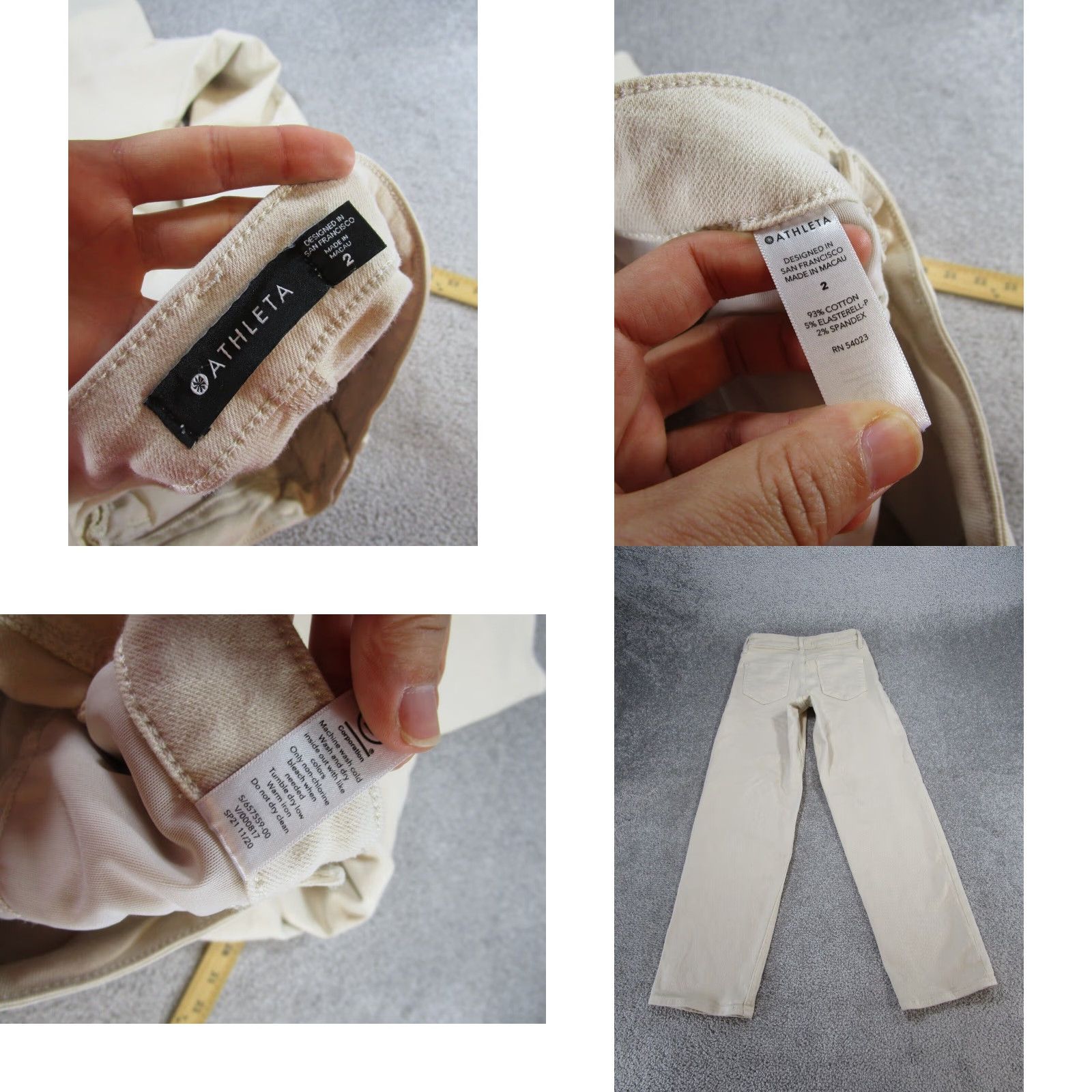 Athleta Womens Athleta Flex Jeans 2 Straight Crop Beige Denim Stains Size 26" / US 2 / IT 38 - 8 Thumbnail
