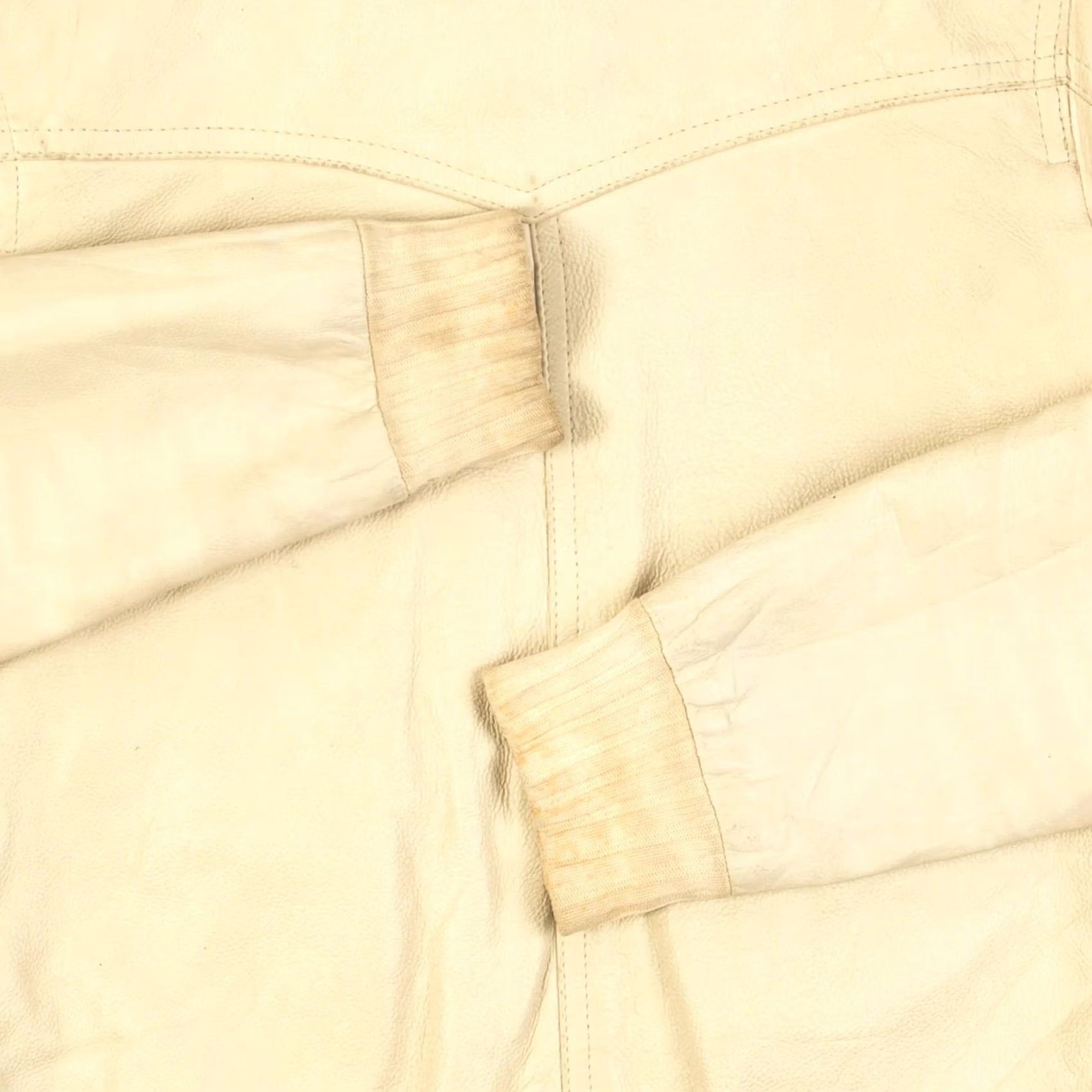 Vintage VINTAGE Leather Bomber Jacket XL Men's Cream Americana Jacket Size US XL / EU 56 / 4 - 6 Thumbnail