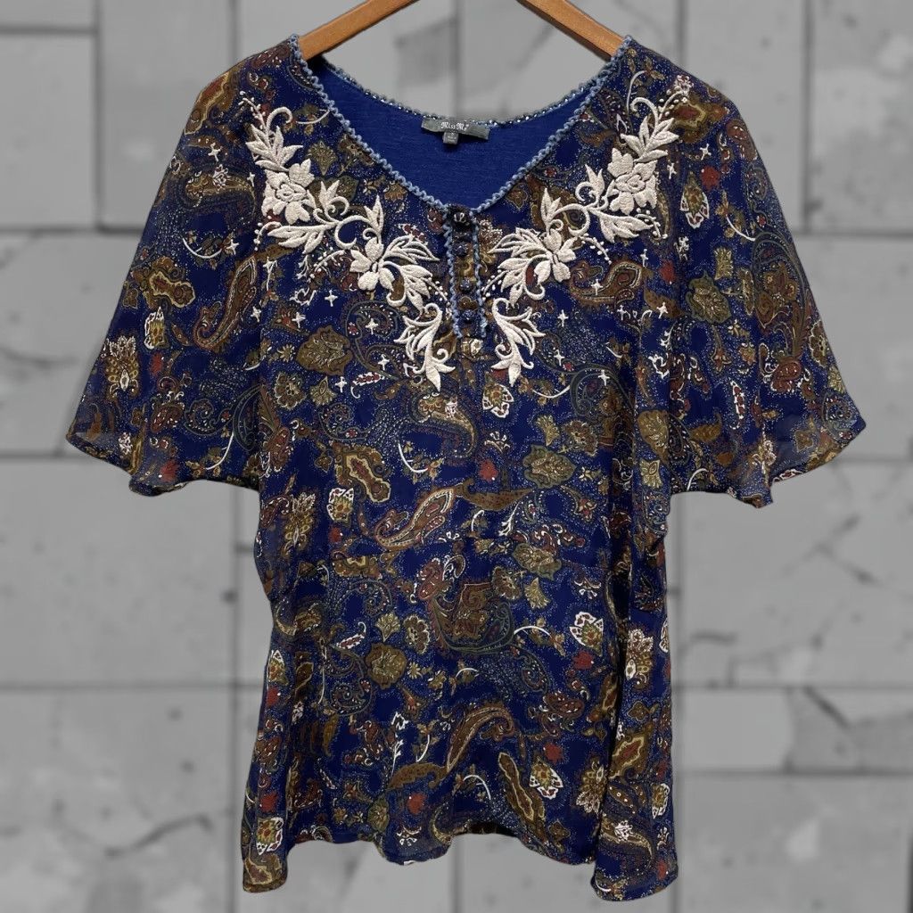 Miss Me Miss Me Tunic Women S Blue Floral Lined 100% Polyester XS? Size S / US 4 / IT 40 - 1 Thumbnail