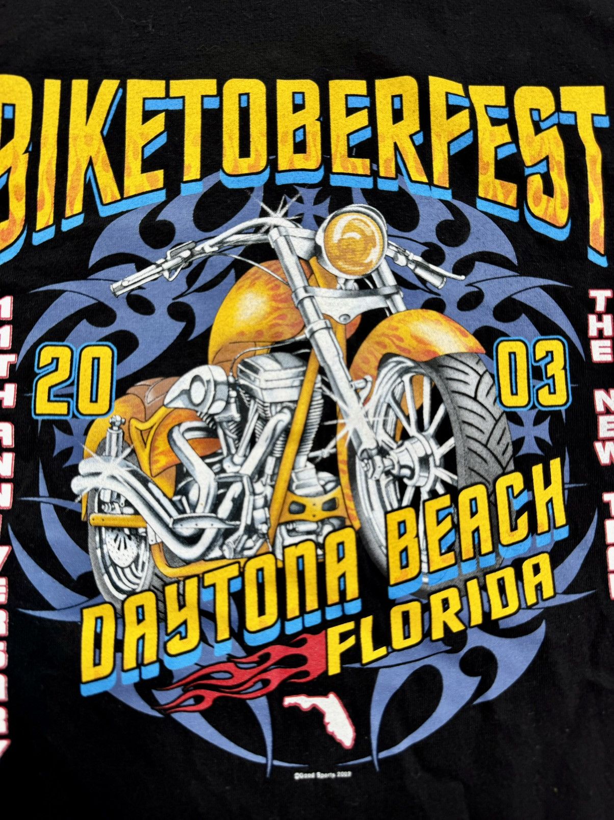 Band Tees × Harley Davidson × Vintage 2003 Sturgis Motorcycle Vintage Halloween Biker T-Shirt Size US L / EU 52-54 / 3 - 6 Thumbnail