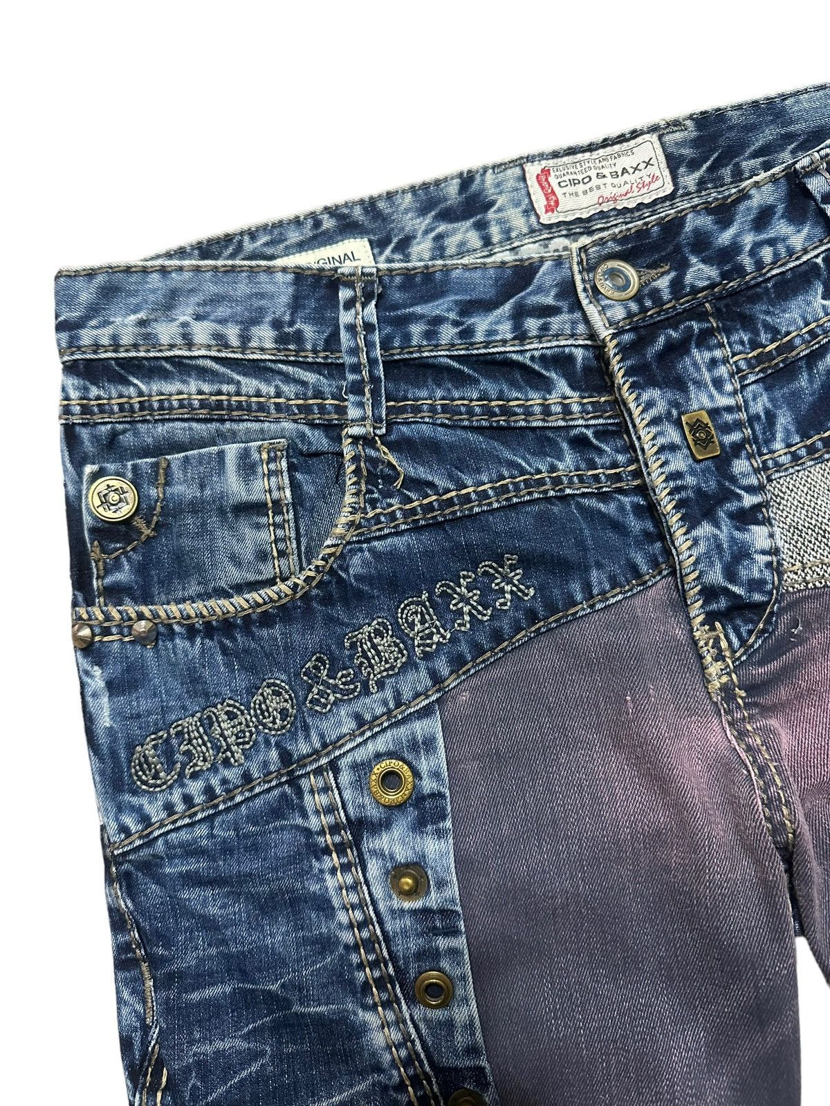 20471120 × Hysteric Glamour × Japanese Brand Cipo Denim Multicolor Distressed Pants Size US 35 - 5 Thumbnail