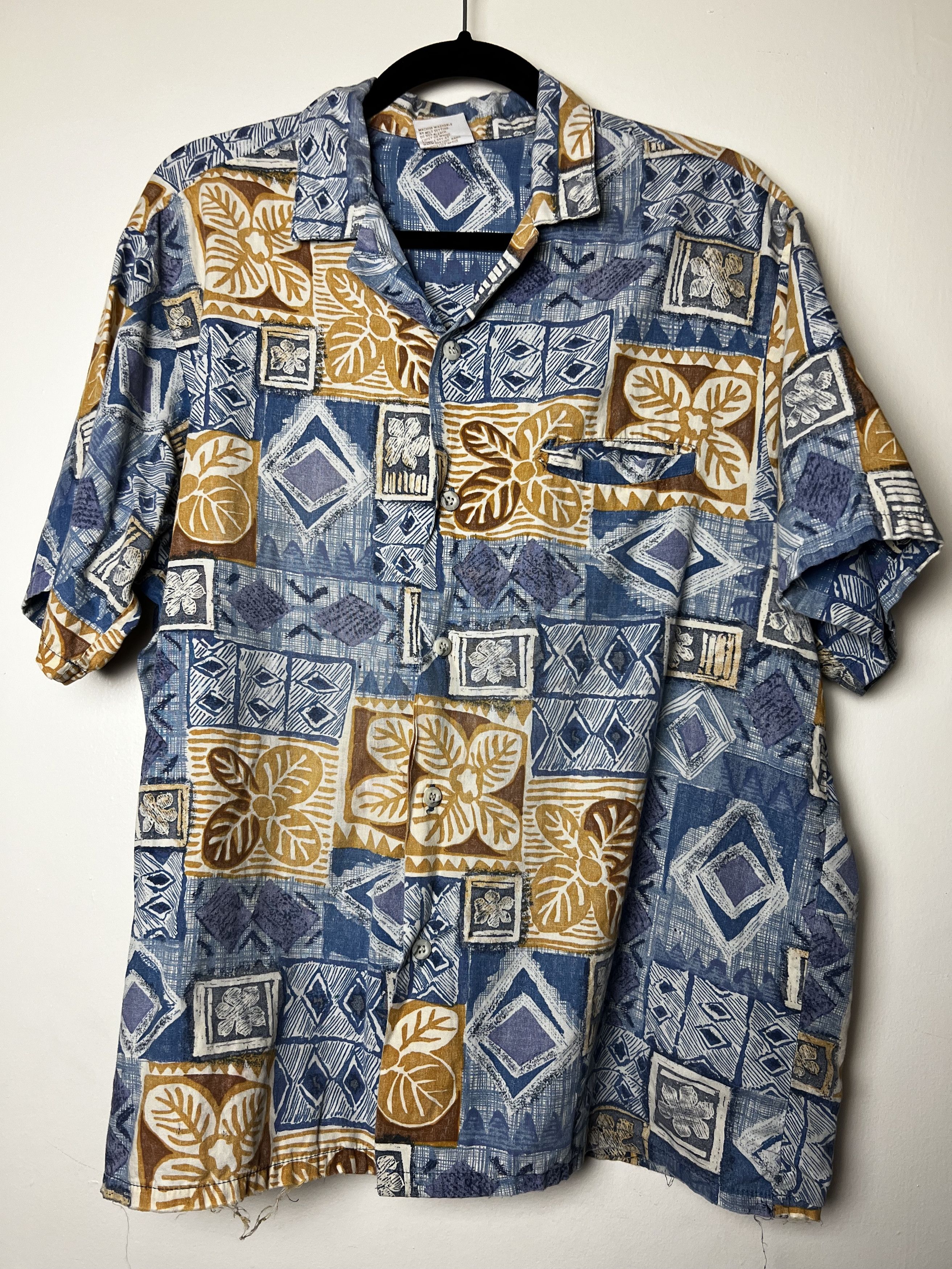 Vintage Vntg 70s Hawaiian Aloha Shirt: Barefoot in Paradise Abstract Size US L / EU 52-54 / 3 - 14 Thumbnail