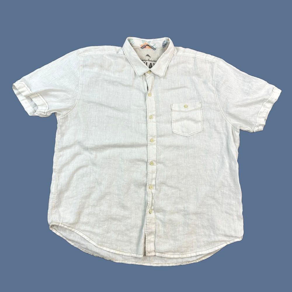 Tommy Bahama Tommy Bahama Relax Shirt Mens 2XL White Linen Short Sleeve Beach Preppy Casual Shirt Size US XXL / EU 58 / 5 - 1 Thumbnail
