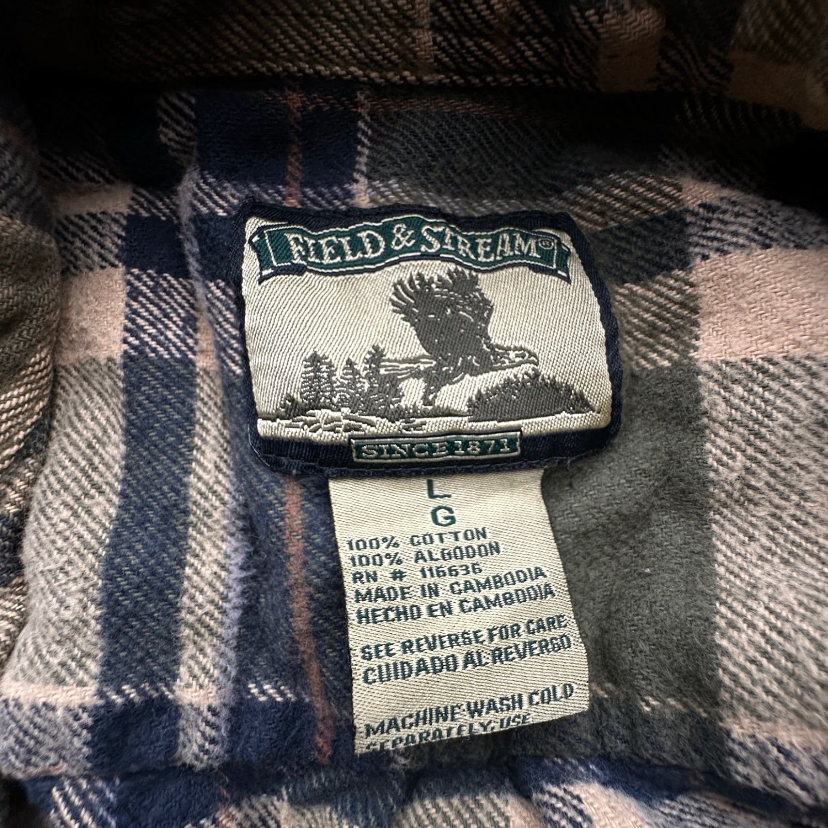 Vintage Field & Stream Flannel Button Up Shirt Mens L Long Sleeve Plaid Green Check Casual Workwear Size US L / EU 52-54 / 3 - 3 Thumbnail