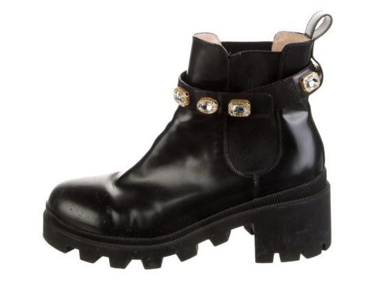Gucci Gucci Double G Logo Leather Jeweled Chelsea Boots US11/IT41 Size US 11 / IT 41 - 1 Thumbnail