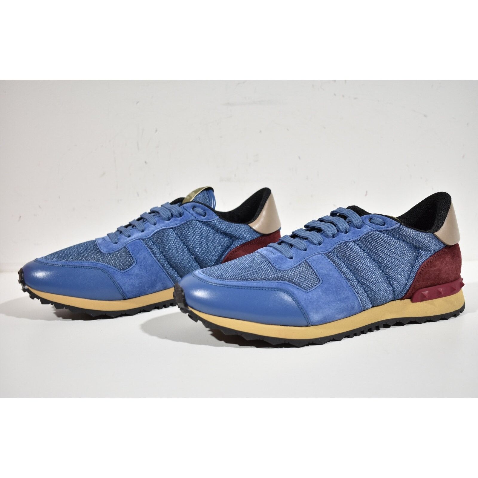 Valentino Valentino Rockstud Men Burgundy Blue Rockrunner Low Top Size US 9.5 / EU 42-43 - 8 Thumbnail