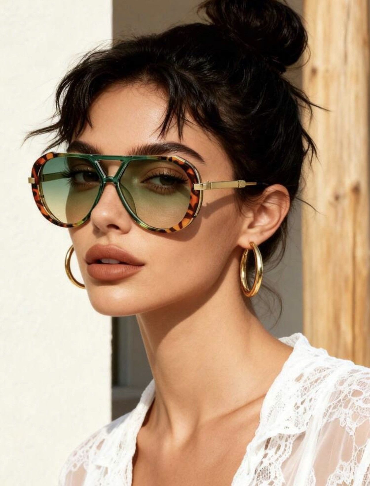 Other Oversized Tortoise Sunglasses Women Double Beam Metal Frame Size ONE SIZE - 6 Thumbnail