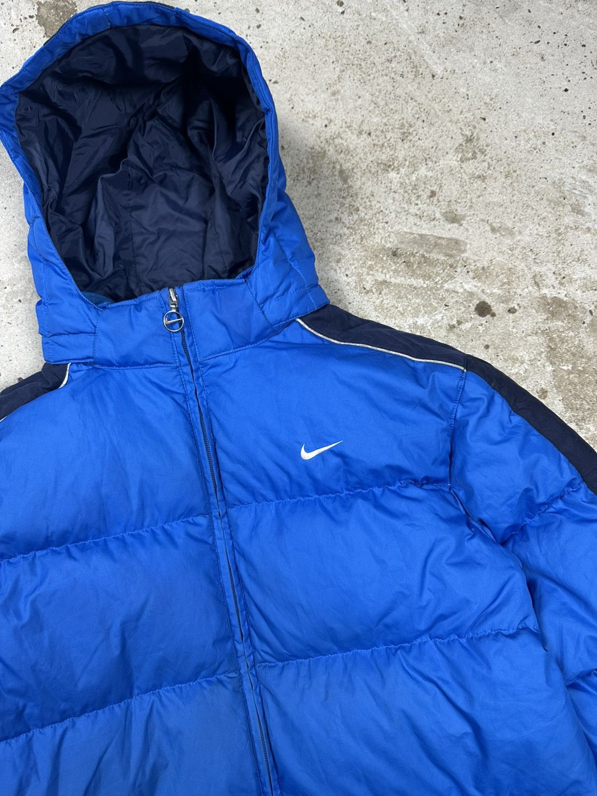Nike × Vintage Vintage Y2K Nike Blue Down Puffer Hooded Jacket Swoosh Big Size US S / EU 44-46 / 1 - 6 Thumbnail