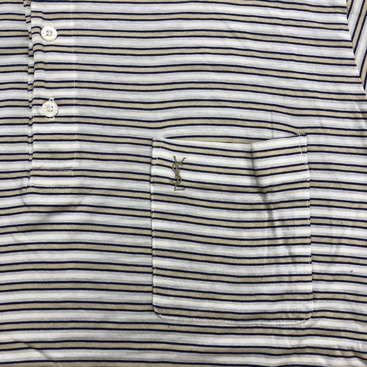 Luxury Yves Saint Laurent Pour Homme YSL Striped Polo Shirt
