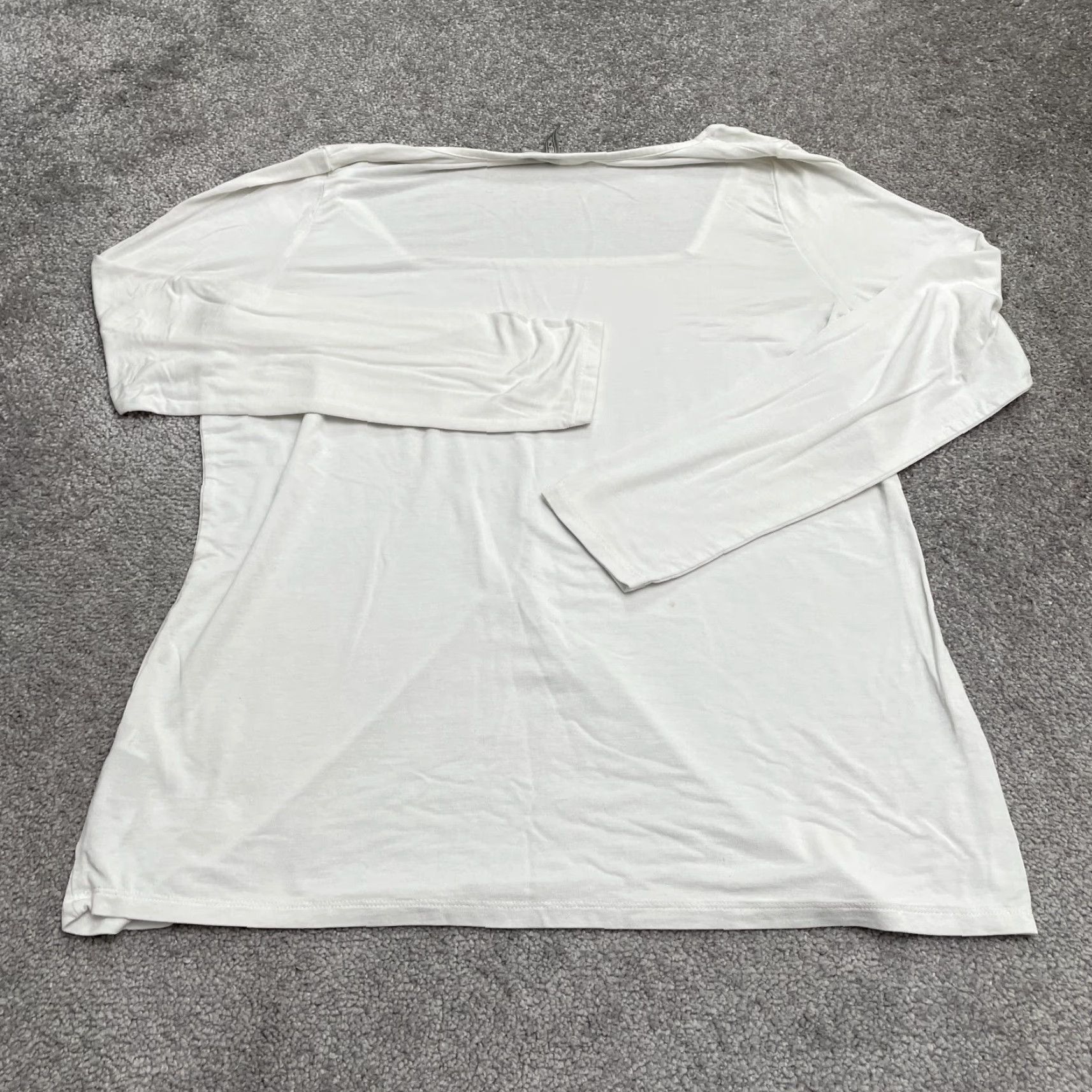 Asos ASOS Shirt Womens 14 White Square Neck T-Shirt Long Sleeve Basic Stretch Casual Tee Size XL / US 12-14 / IT 48-50 - 2 Thumbnail