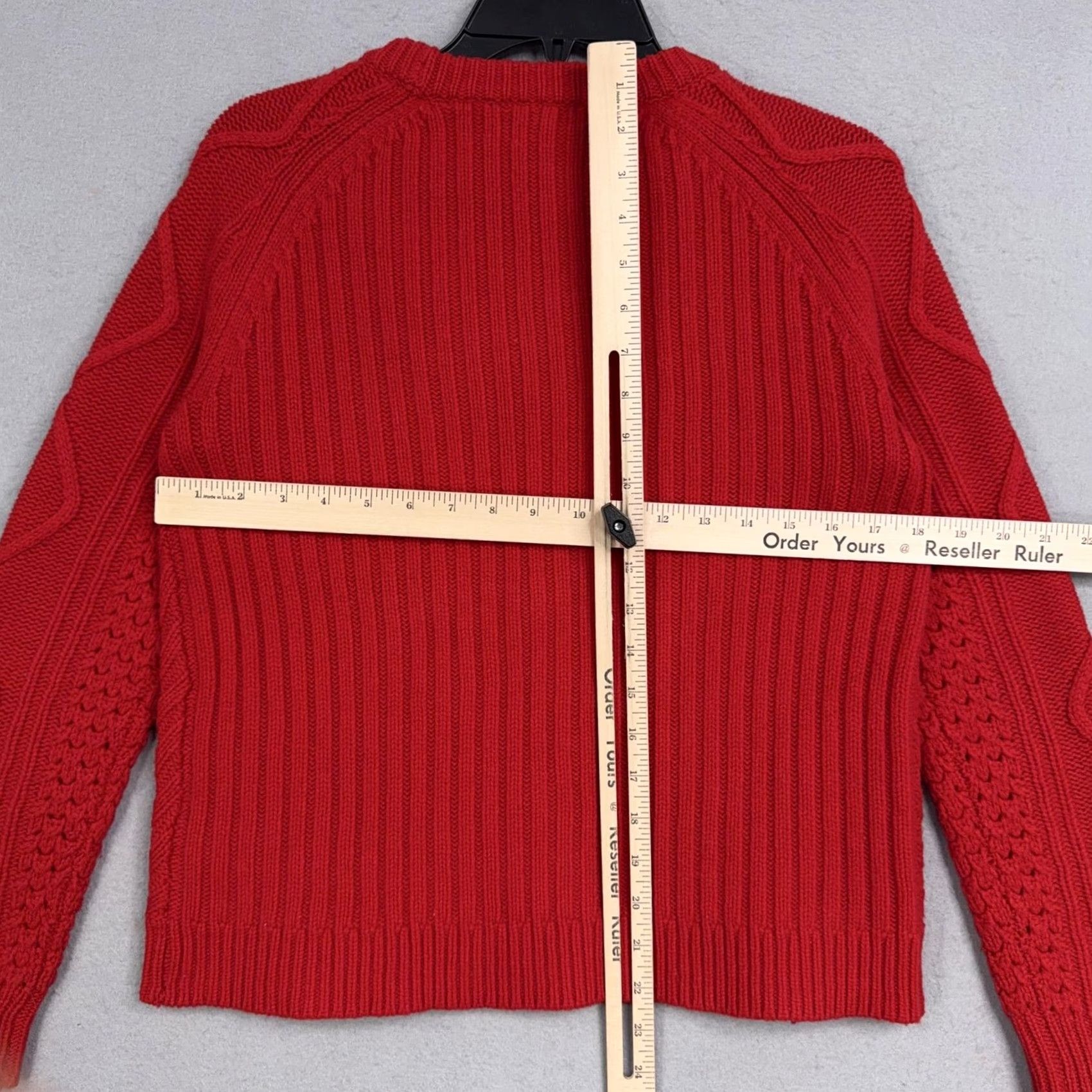 J.Crew J.CREW Sweater Womens XS Red 100% Wool Bobble Cable Knit Chunky Raglan Pullover Size XS / US 0-2 / IT 36-38 - 7 Thumbnail