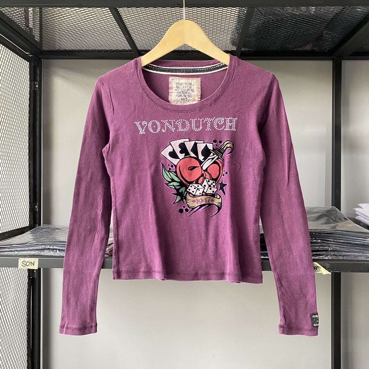 Japanese Brand × Vintage × Von Dutch Vintage Y2K Von Dutch Rhinestone Old School Tattoo Tees Size L / US 10 / IT 46 - 1 Thumbnail