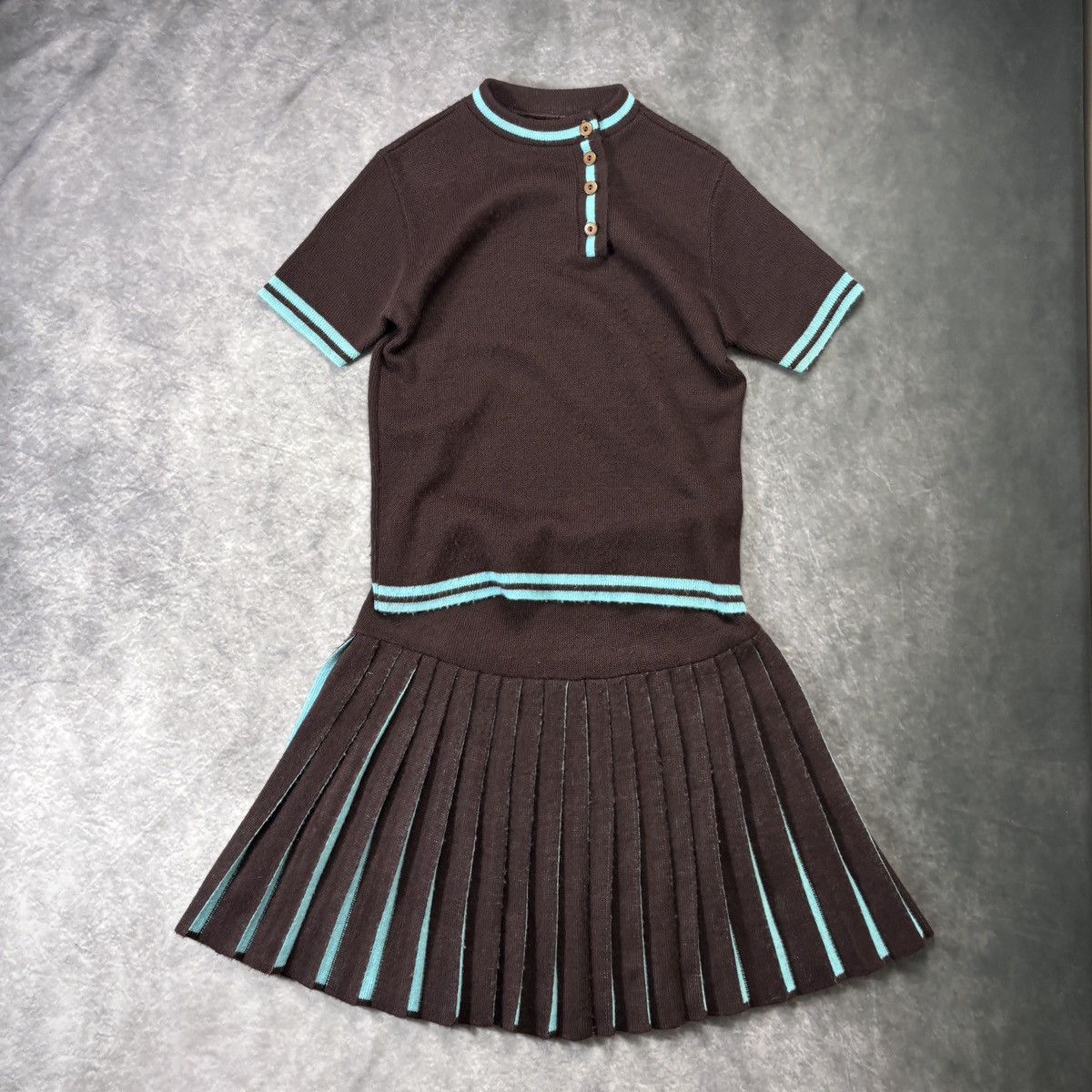 Vintage 1970s Vintage Skirt & Top Two Piece Suit Matching Set Cheer Size 28" / US 6 / IT 42 - 1 Thumbnail
