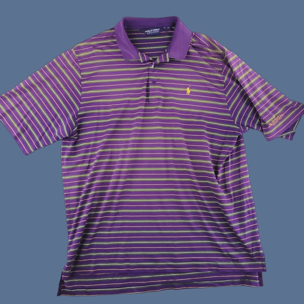 Polo Ralph Lauren Polo Ralph Lauren Shirt Mens XL Golf Green Purple Stripe Relaxed Fit Size US XL / EU 56 / 4 - 1 Thumbnail