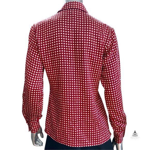 Ann Taylor Ann Taylor Silk Red and White Gingham Checkered Long Sleeve Size XS / US 0-2 / IT 36-38 - 3 Thumbnail