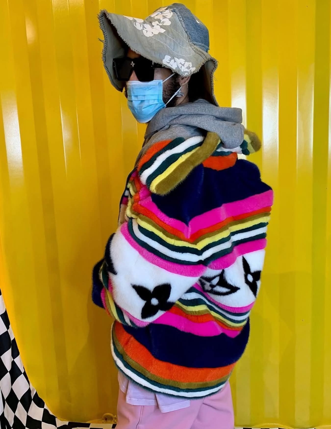 Louis Vuitton Louis Vuitton MultiColor Patchwork Striped Mink Jacket Size L / US 10 / IT 46 - 1 Thumbnail