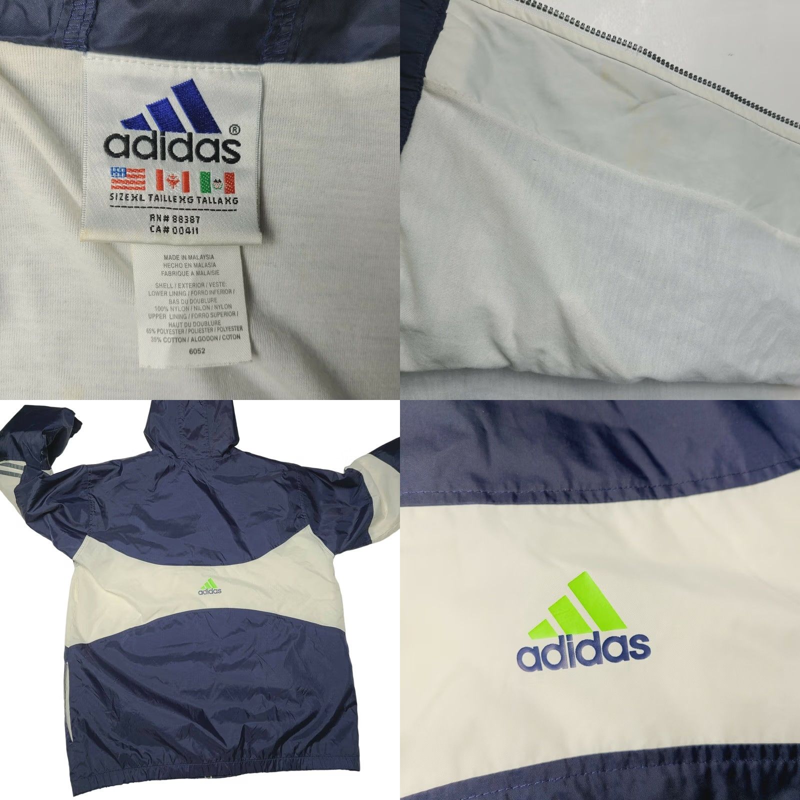 Adidas VINTAGE adidas Windbreaker Jacket Zip 3 Stripe Mens XL Hooded Blue Striped Casual Outdoor Size US XL / EU 56 / 4 - 8 Thumbnail