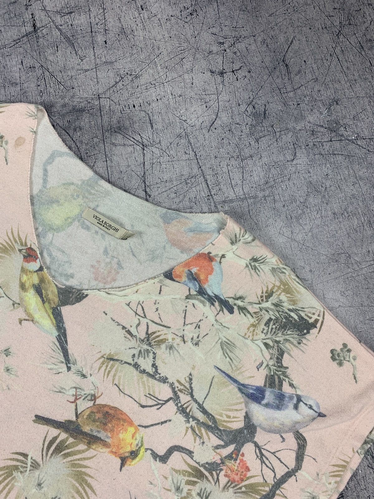 Other Viola Borghi Flower Pattern T-Shirt V-Neck Pink Short Sleeve Size L / US 10 / IT 46 - 2 Thumbnail