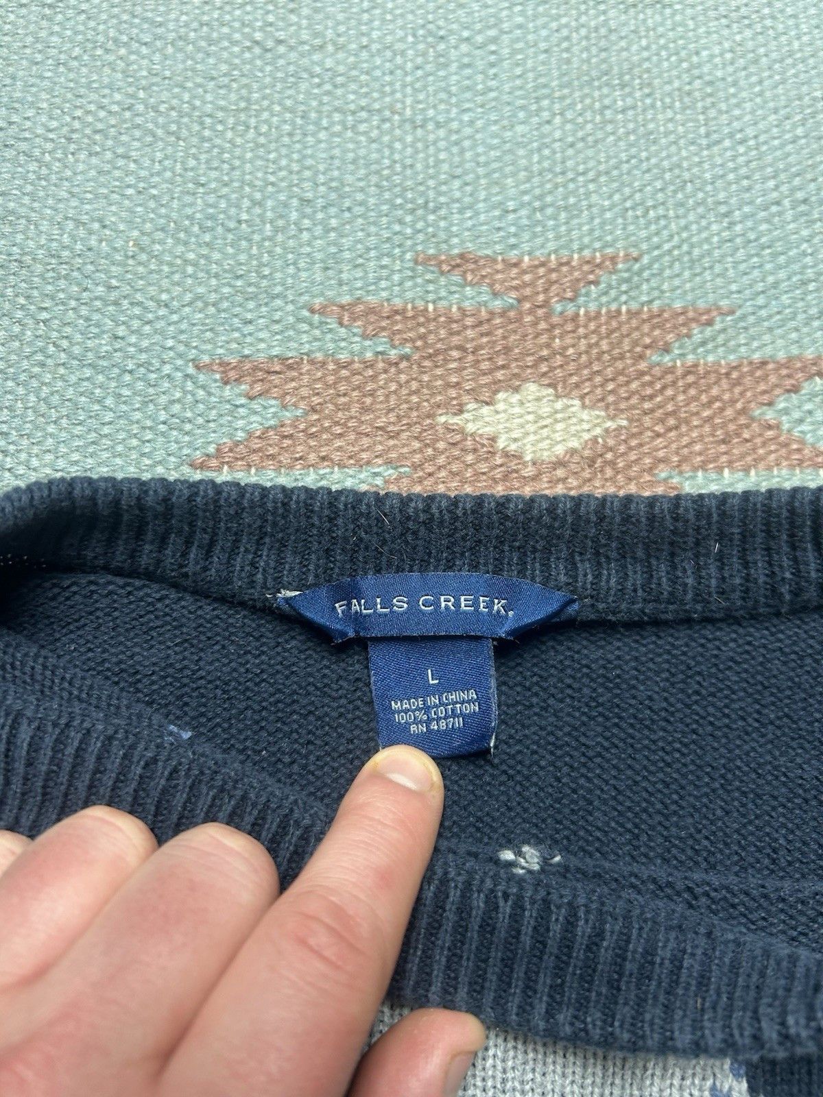 Vintage Falls creek sweater cotton knit argyle soft crewneck large Size US L / EU 52-54 / 3 - 3 Thumbnail