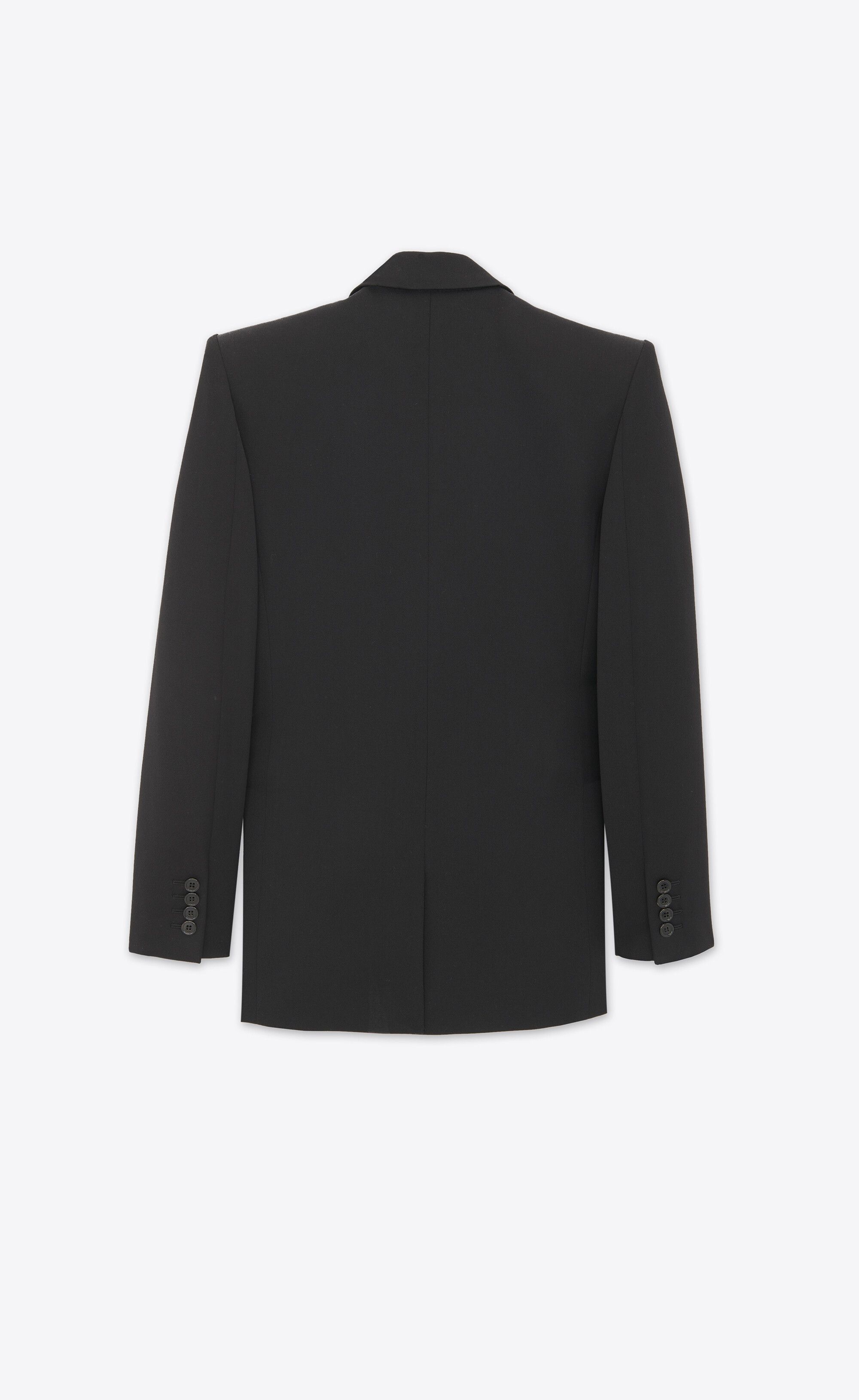 Saint Laurent Paris o1bcso1str1224 Jacket In Satin Wool in Black Size XS / US 0-2 / IT 36-38 - 2 Thumbnail