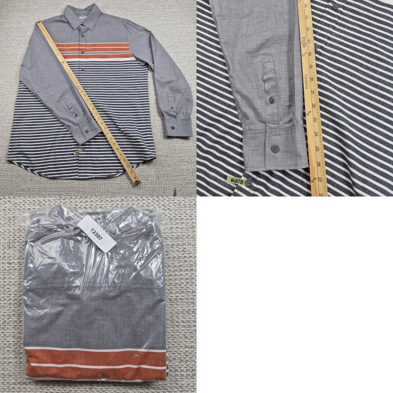 Mossimo Mossimo Supply Co Button Up Shirt Mens XL Gray Orange Striped Long Sleeve Shirt Size US XL / EU 56 / 4 - 9 Thumbnail