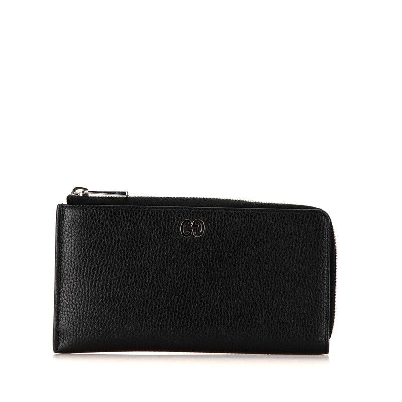 Gucci Gucci Gucci Leather L-Zip Long Wallet 574745 Black Silver Leather Long Wallet 574745 in Great Condition Size ONE SIZE - 1 Thumbnail