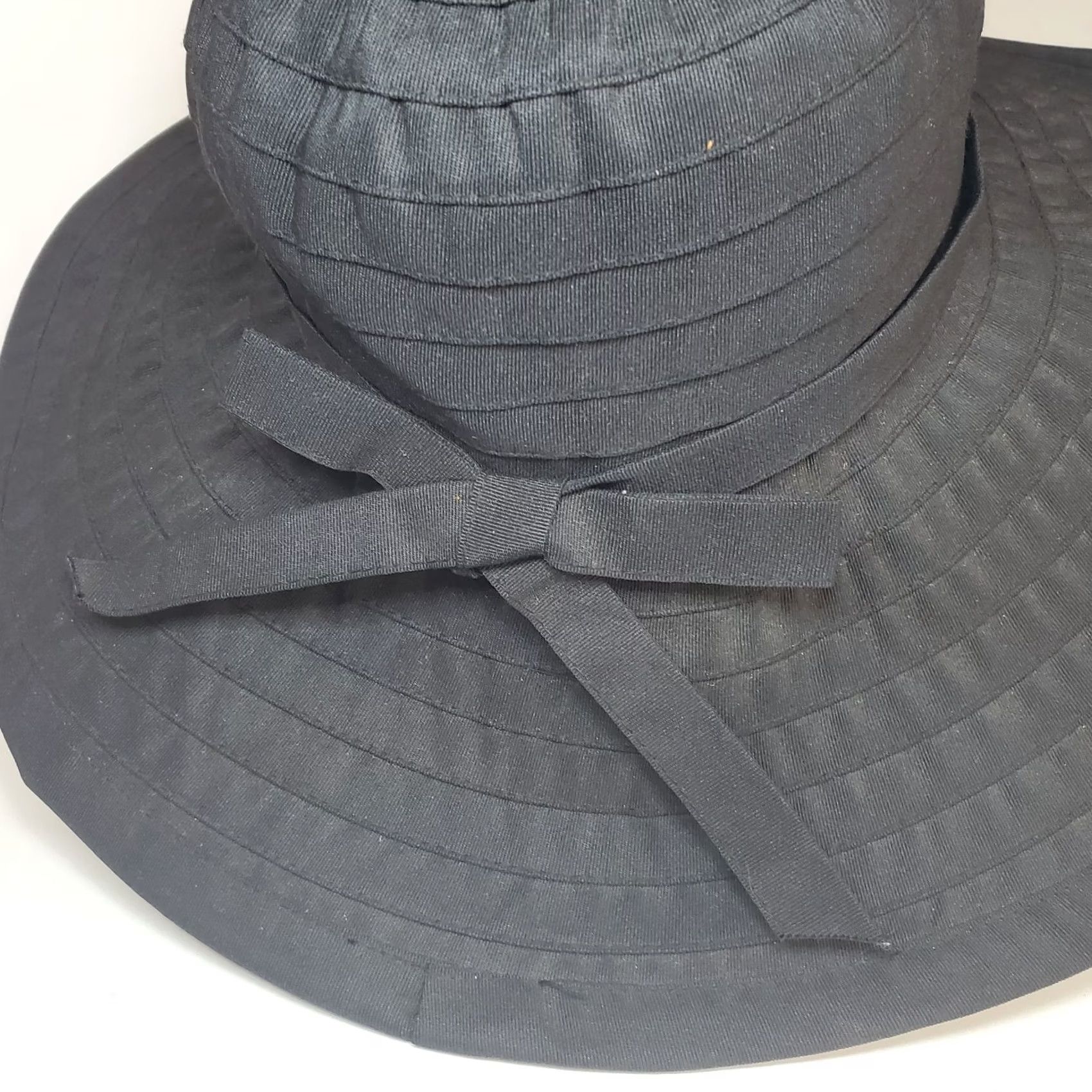 Vintage San Diego Hat Co. Womens Sun Hat Black Ribbon Wide Brim OSFM Packable Lightweight UPF Protection Summer Beach Outdoor Women's Size ONE SIZE - 5 Thumbnail