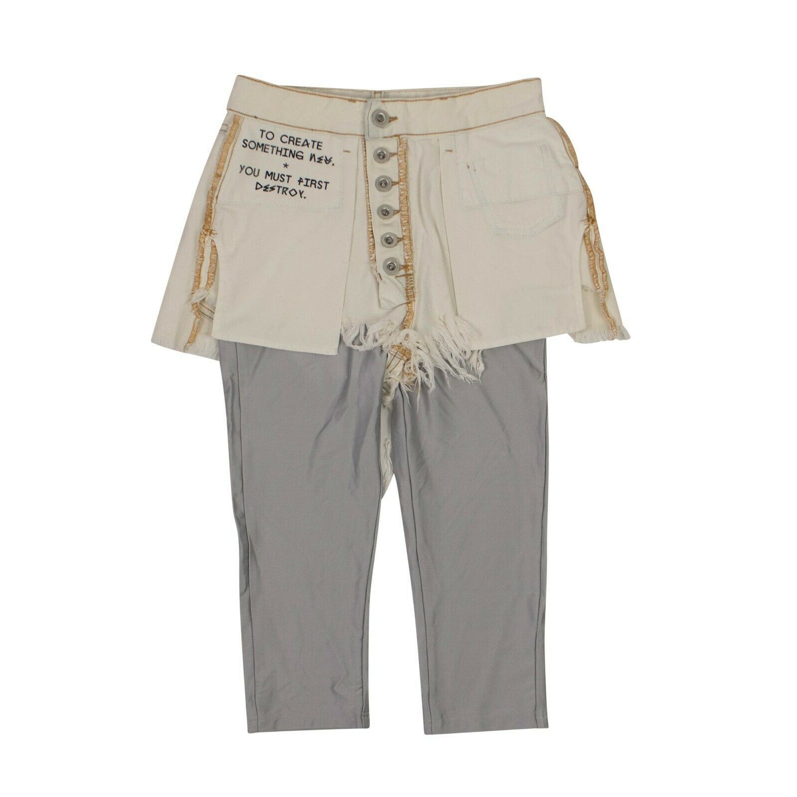 image of Unravel Project White Reverse Shorts Layered Stretch Leggings Size 26, Women's