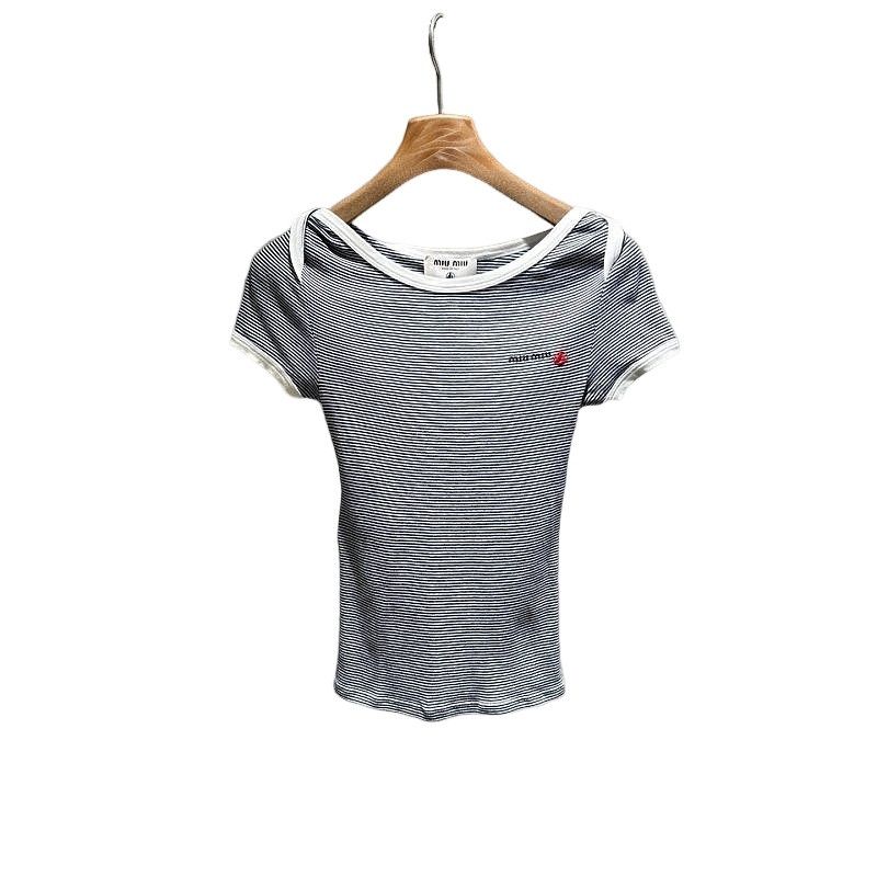 Miu Miu X Petit Bateau Striped T-Shirt Size Xs in Blue, Women's