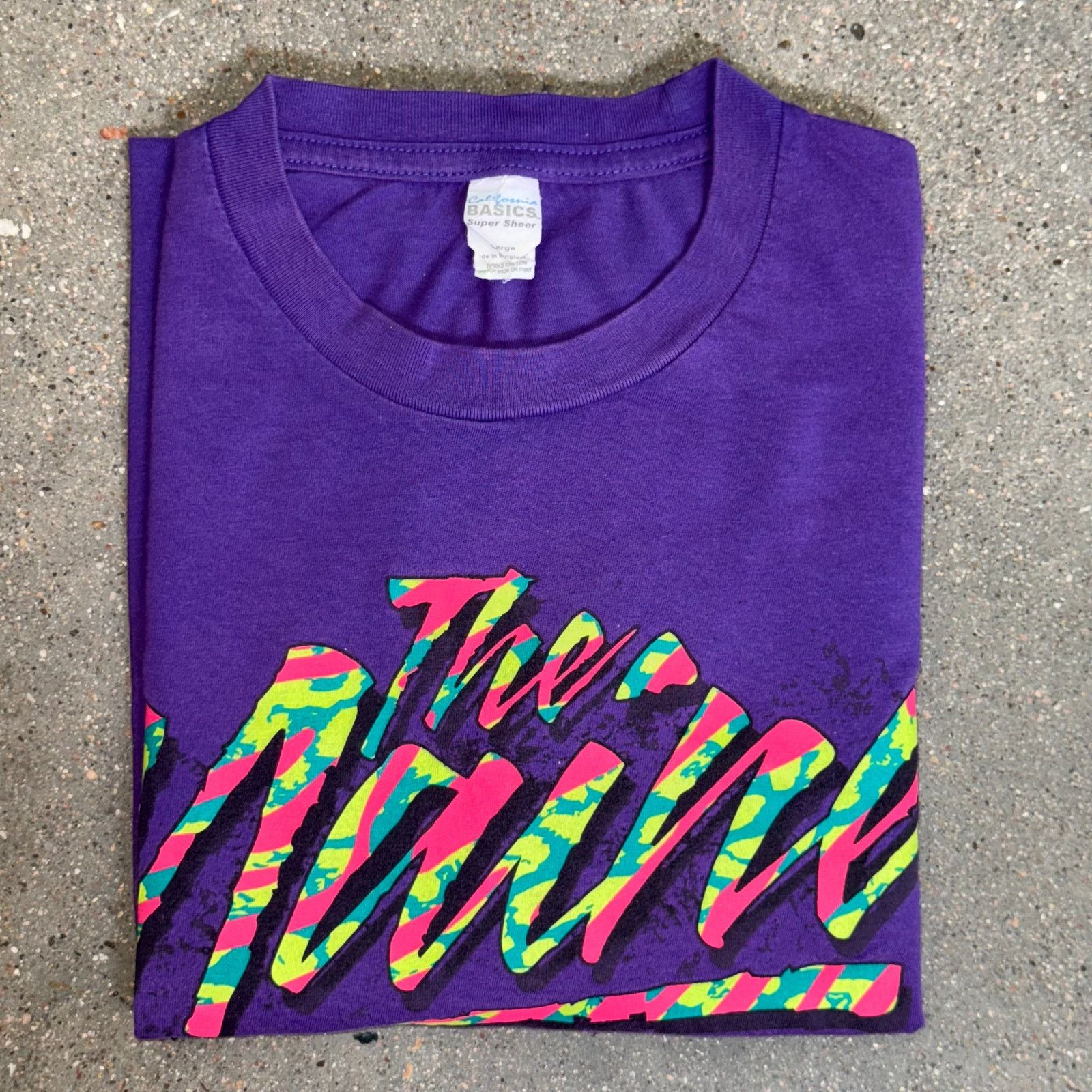 Vintage Vtg 80s 90s The Maine Mens Large T-Shirt Neon Graphic Purple Size US L / EU 52-54 / 3 - 8 Thumbnail