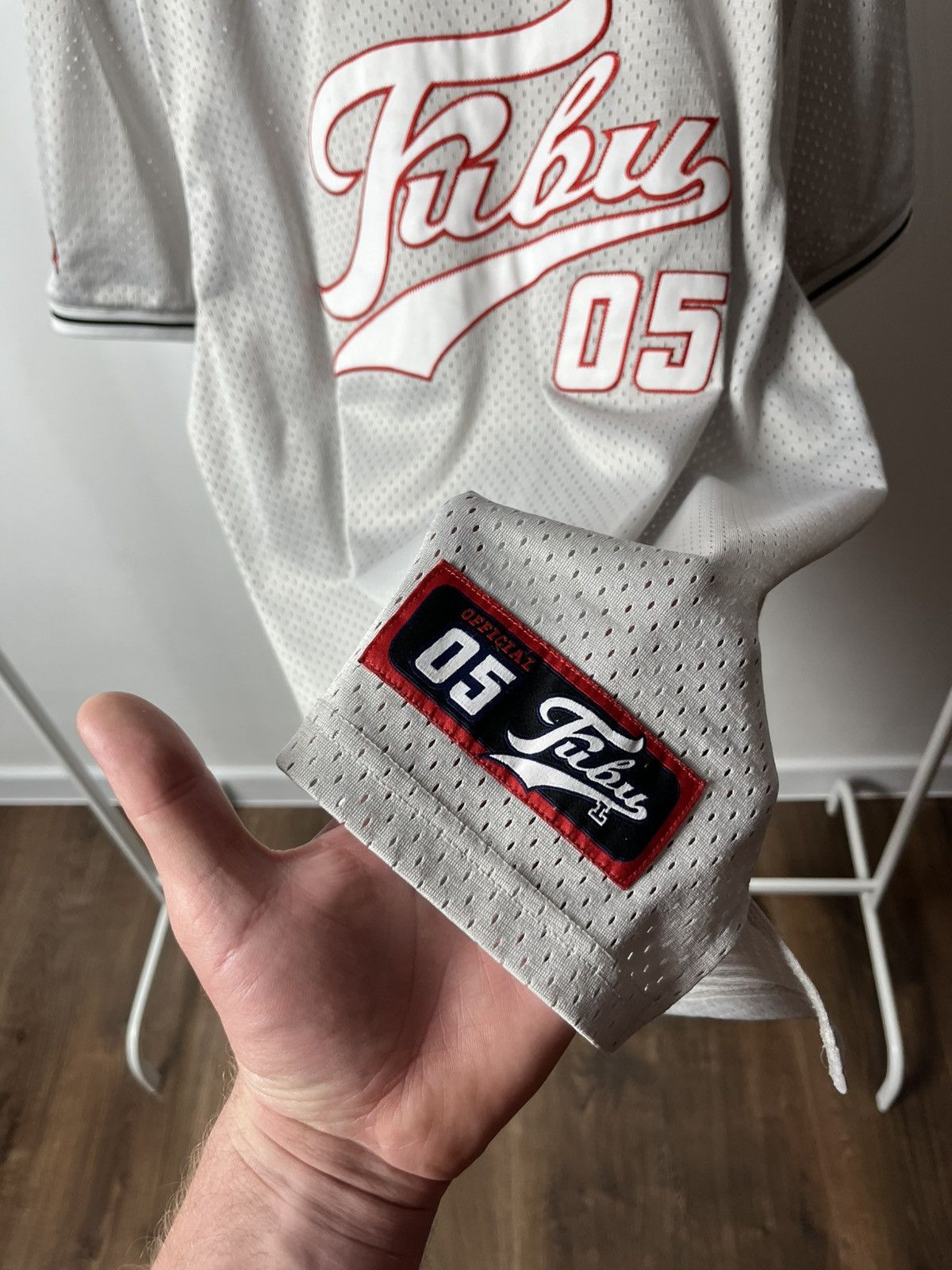 Fubu FUBU 05 Jersey Style Mesh Shirt White Red Hip Hop Y2K Size L Size US L / EU 52-54 / 3 - 4 Thumbnail