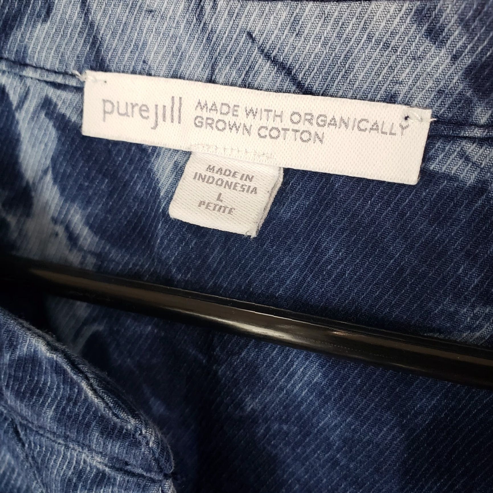 J. Jill PureJill Womens Top Blouse Size PL Large Petite Blue Tie Dye Long Sleeve Cotton Size L / US 10 / IT 46 - 6 Thumbnail