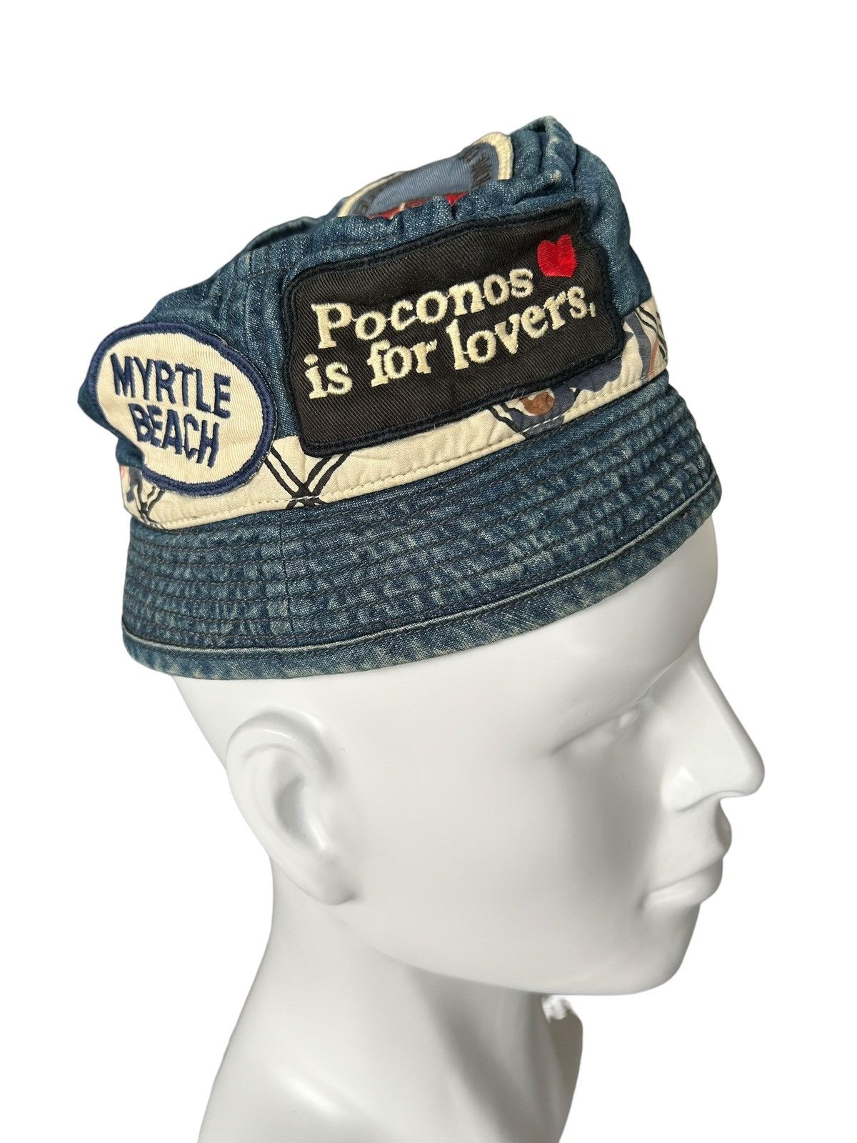 Japanese Brand × Kapital × Vintage DENIM DUNGAREE LOW BUCKET HATS VINTAGE RARE DESIGN ☠️🎌 Size ONE SIZE - 7 Thumbnail