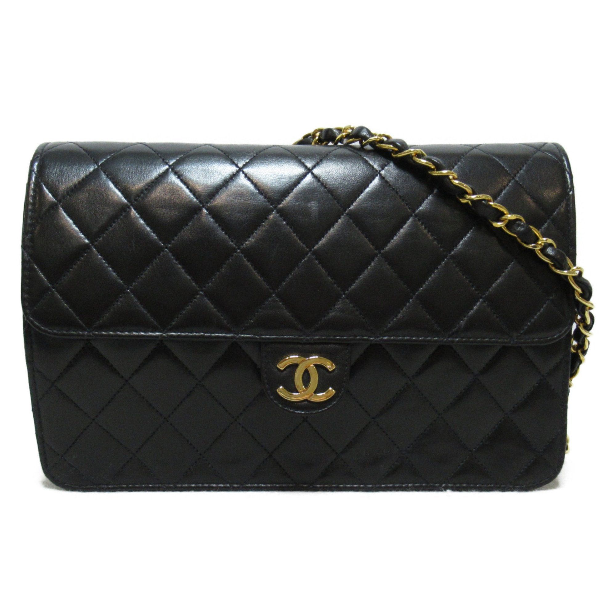 image of Chanel Pushlock Matelasse Chainshoulder Bag Black Lambskin [Sheep Leather], Women's