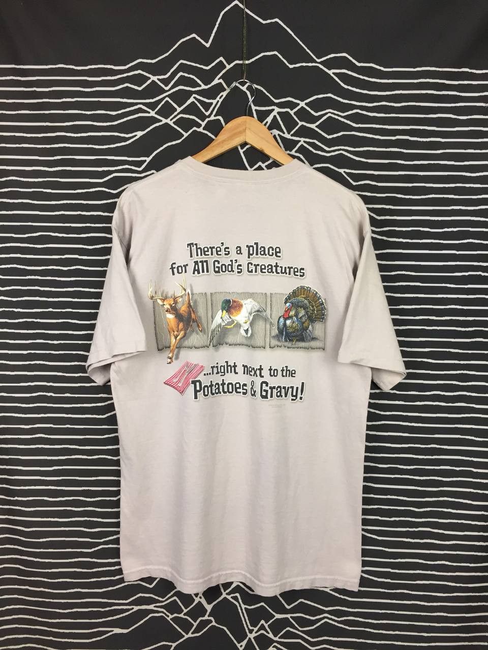 Hunter × Vintage Vtg 00s Buck Wear Place for Gods Creatures Hunting Tee Size US L / EU 52-54 / 3 - 1 Thumbnail