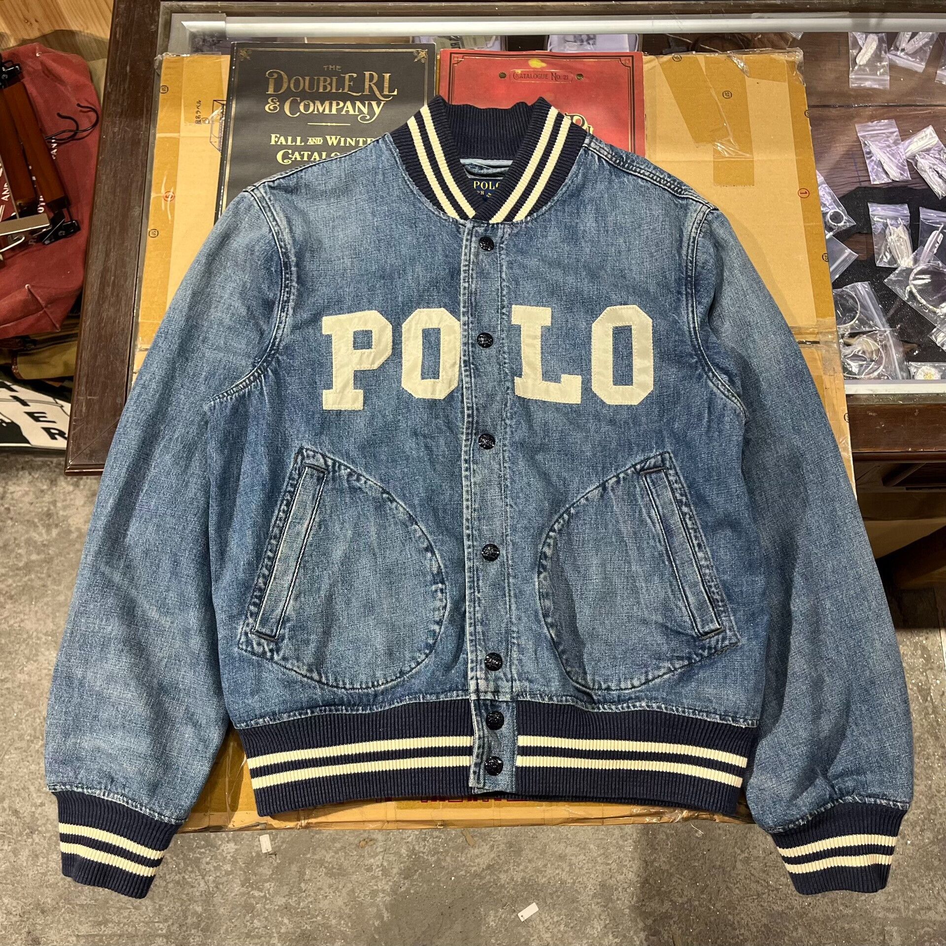 RRL Ralph Lauren Double RL Ralph Lauren Denim Baseball Jacket Size US M / EU 48-50 / 2 - 1 Thumbnail
