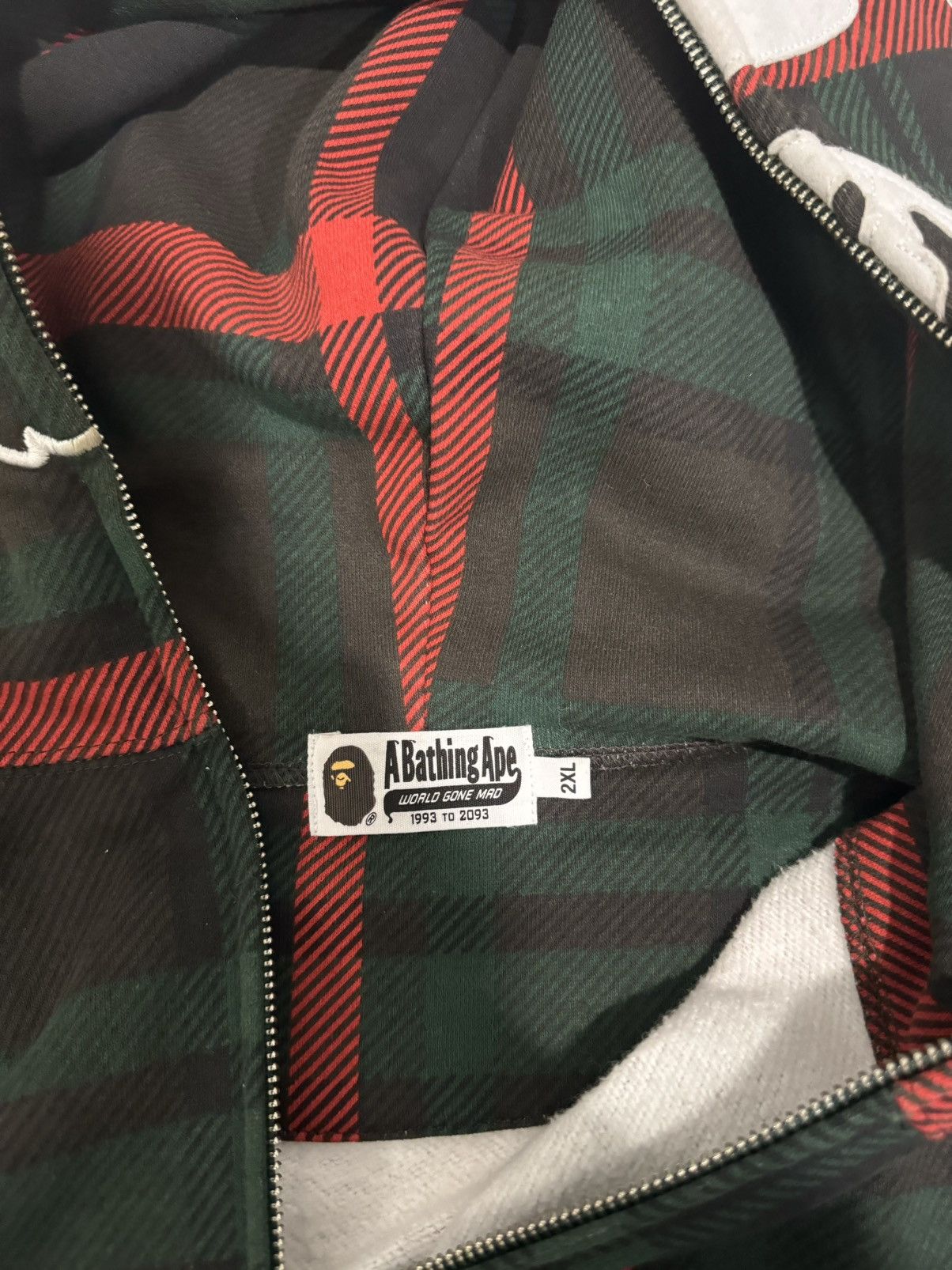 Bape Bape Check 2nd Ape Wide Full Zip Hoodie Size US XXL / EU 58 / 5 - 4 Thumbnail