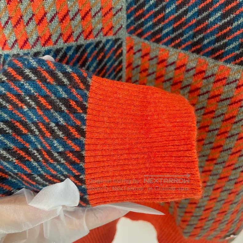 Hermes Hermes Houndstooth Cashmere Crewneck Sweater - Orange Brow Size XXS / US 00 / IT 34 - 3 Thumbnail