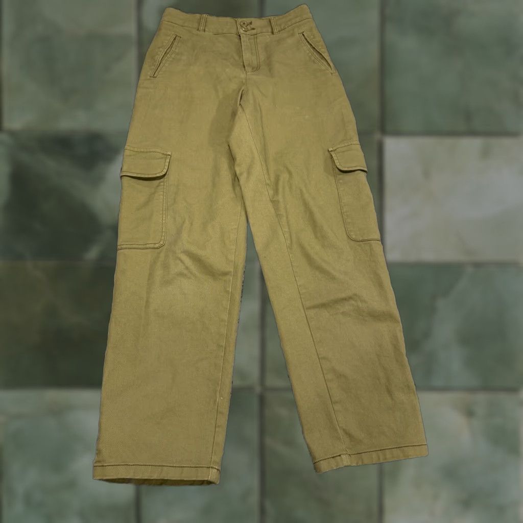 Quince Quince Cargo Pants Womens Green Cotton Blend 26x27.5 Cargo Crop Straight Mens Womens? Size 26" / US 2 / IT 38 - 1 Thumbnail