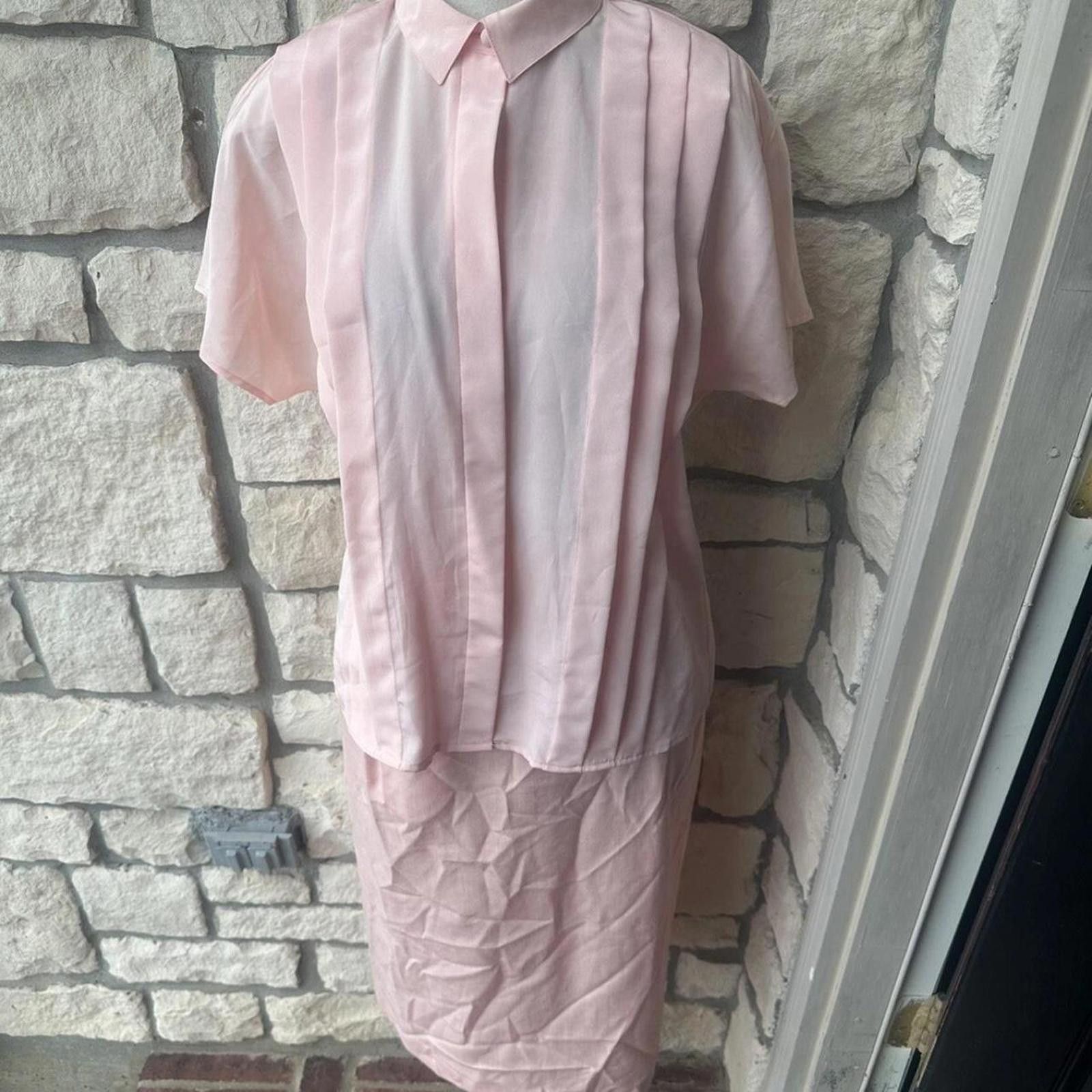 Other ilgwu Wyndham 3 piece skirt suit Salmon Pink vintage 8/10? Size M / US 6-8 / IT 42-44 - 6 Thumbnail