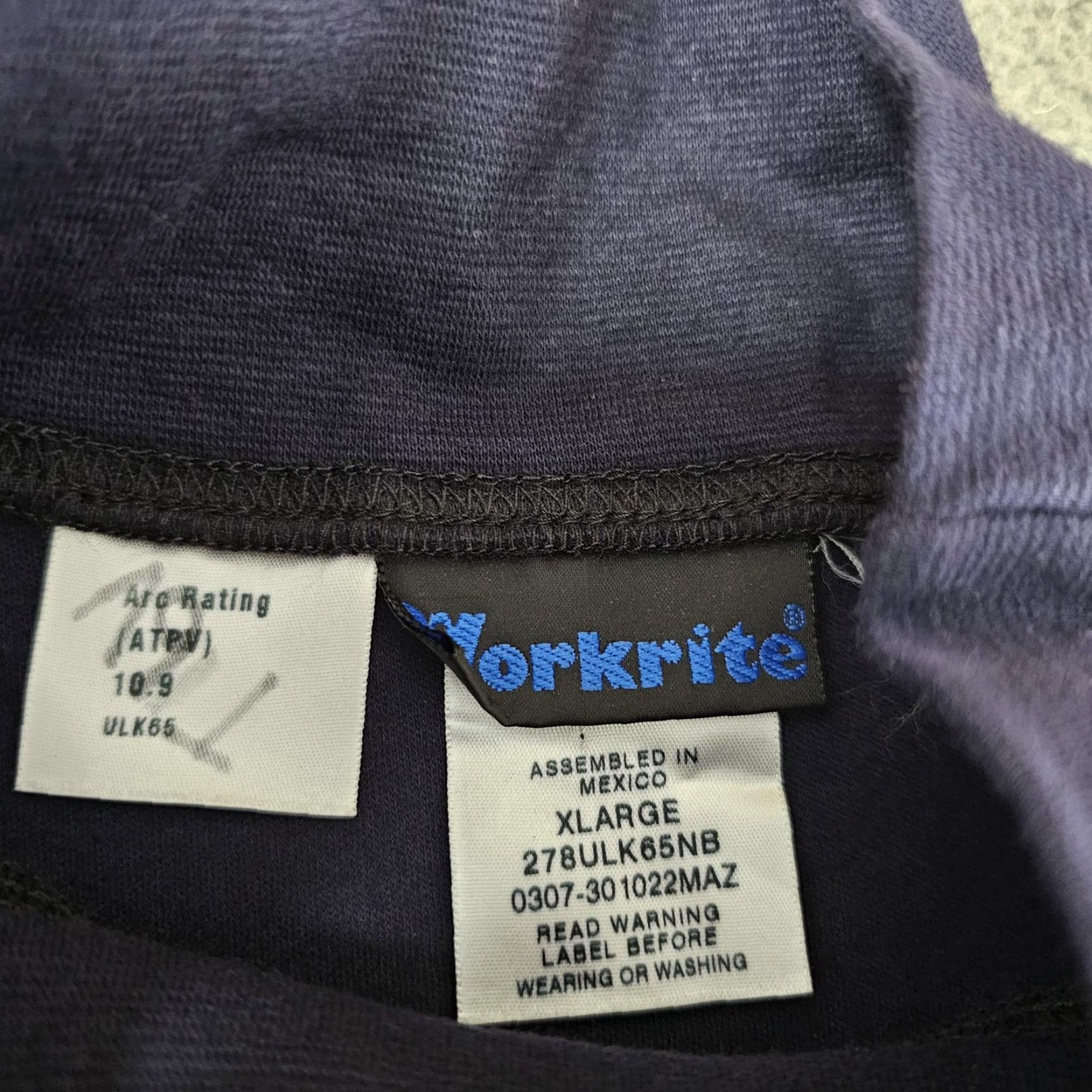 Vintage Workrite Flame Resistant Shirt Mens XL Mock Turtleneck Long Sleeve Navy Blue 278ULK65NB FR Arc Resistant Size US XL / EU 56 / 4 - 4 Thumbnail