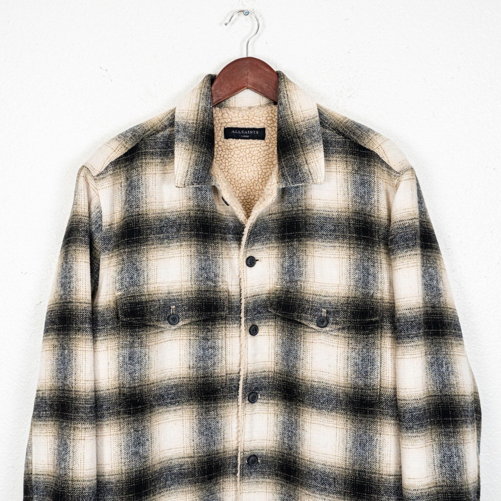 Allsaints All SAINTS Lewes Check Shirt Jacket Sherpa Lined Size Large Size US L / EU 52-54 / 3 - 3 Thumbnail