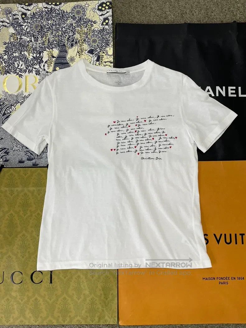 Dior Dior White letter heart-printed short-sleeved T-shirt Size M / US 6-8 / IT 42-44 - 1 Thumbnail