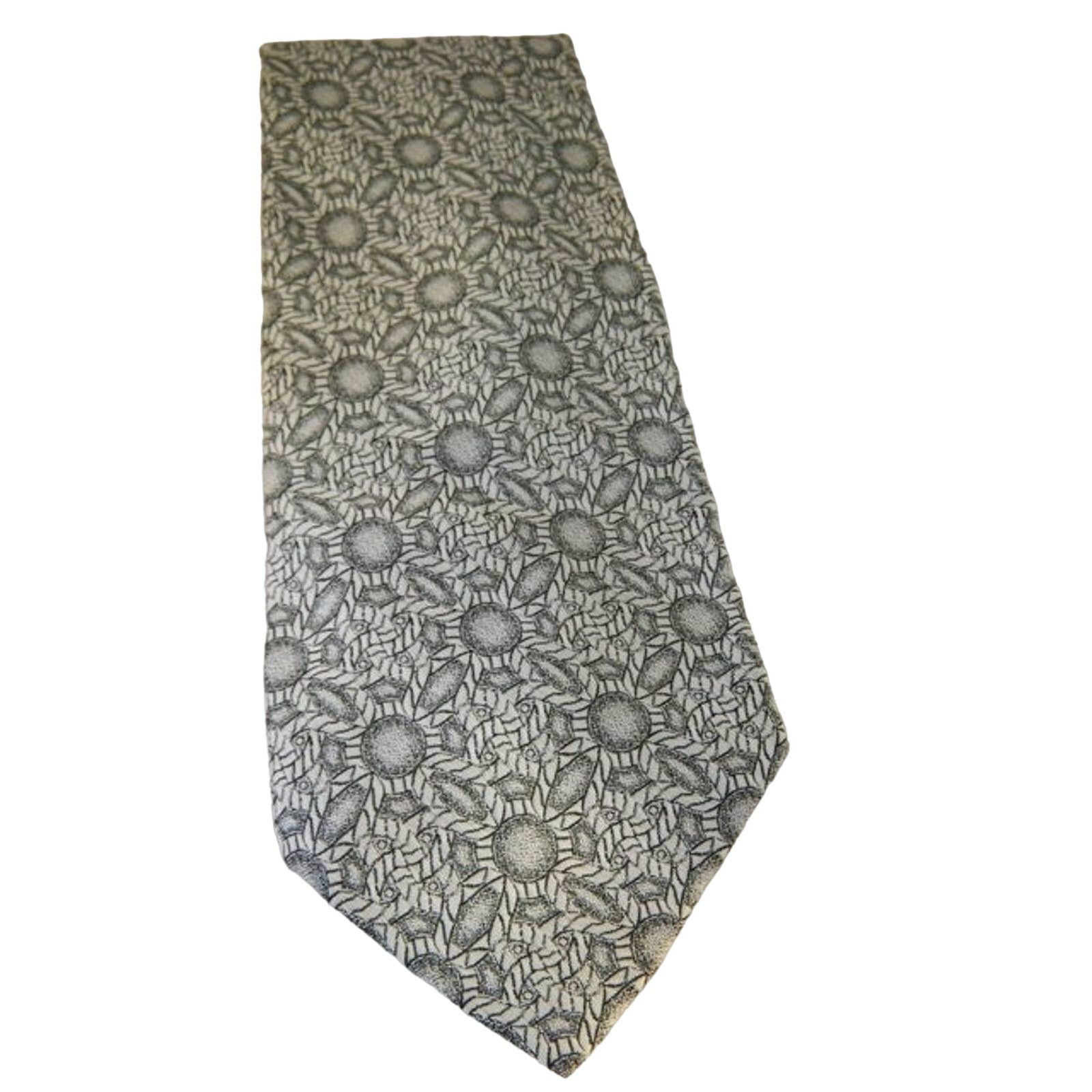 Vintage Vintage Wide White Black Geometric Monsieur Cravatieur Tie Size ONE SIZE - 4 Thumbnail