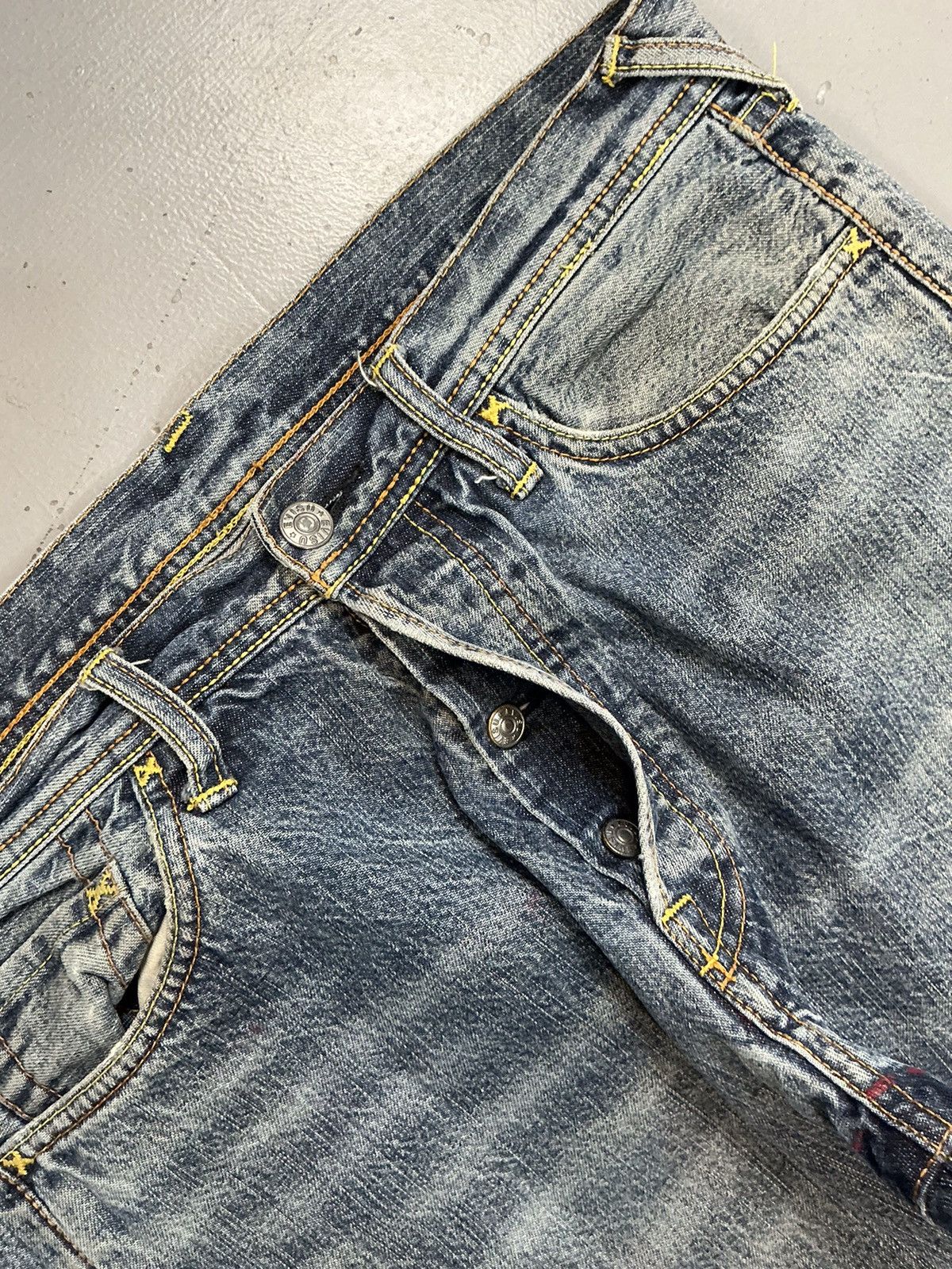 Japanese Brand × Vintage Vintage Evisu inspired Japanese SpellOut embroidered denim Size US 34 / EU 50 - 6 Thumbnail