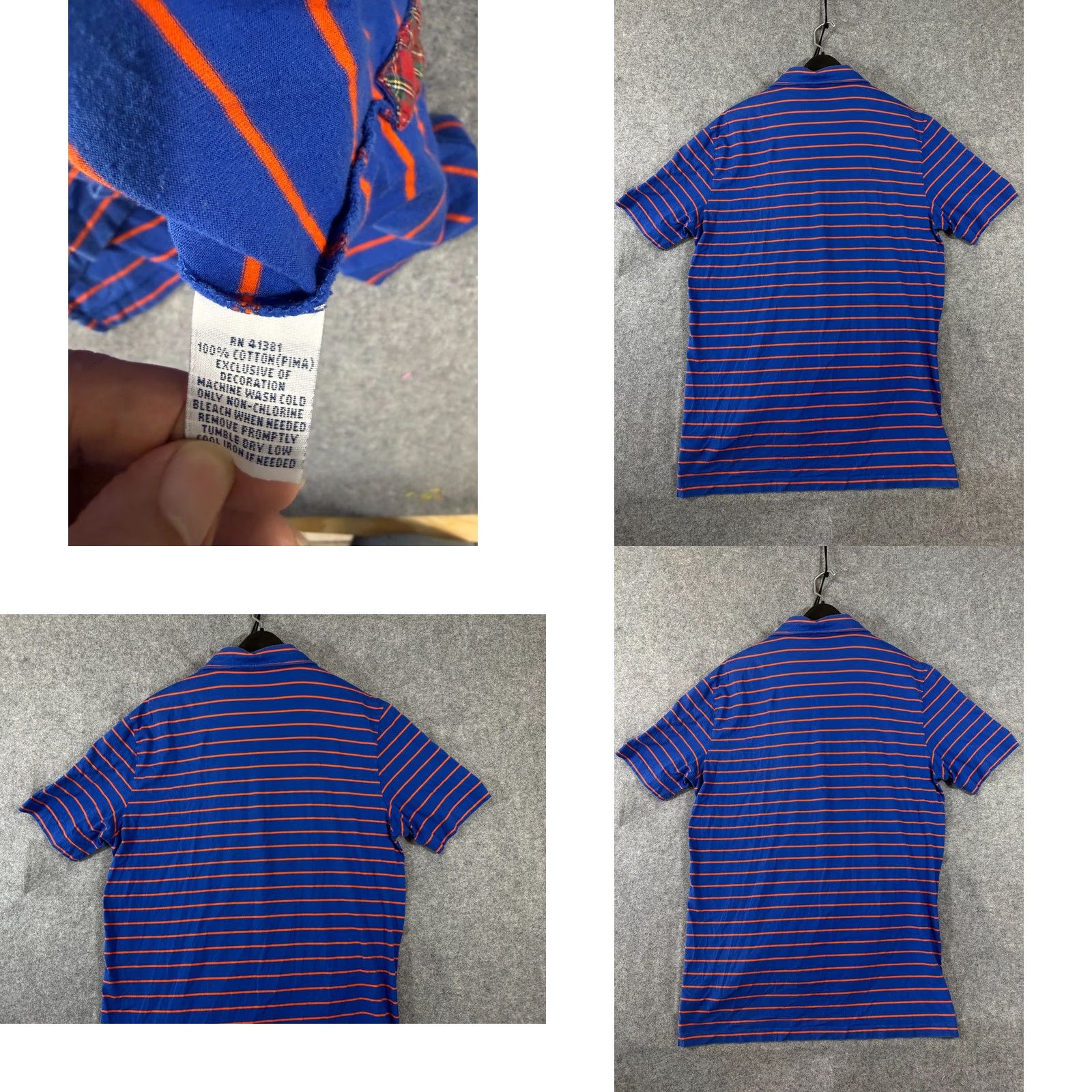Polo Ralph Lauren Polo Ralph Lauren Polo Shirt Mens L Blue Orange Striped Logo Short Sleeve Vintage Lisle Size US L / EU 52-54 / 3 - 8 Thumbnail