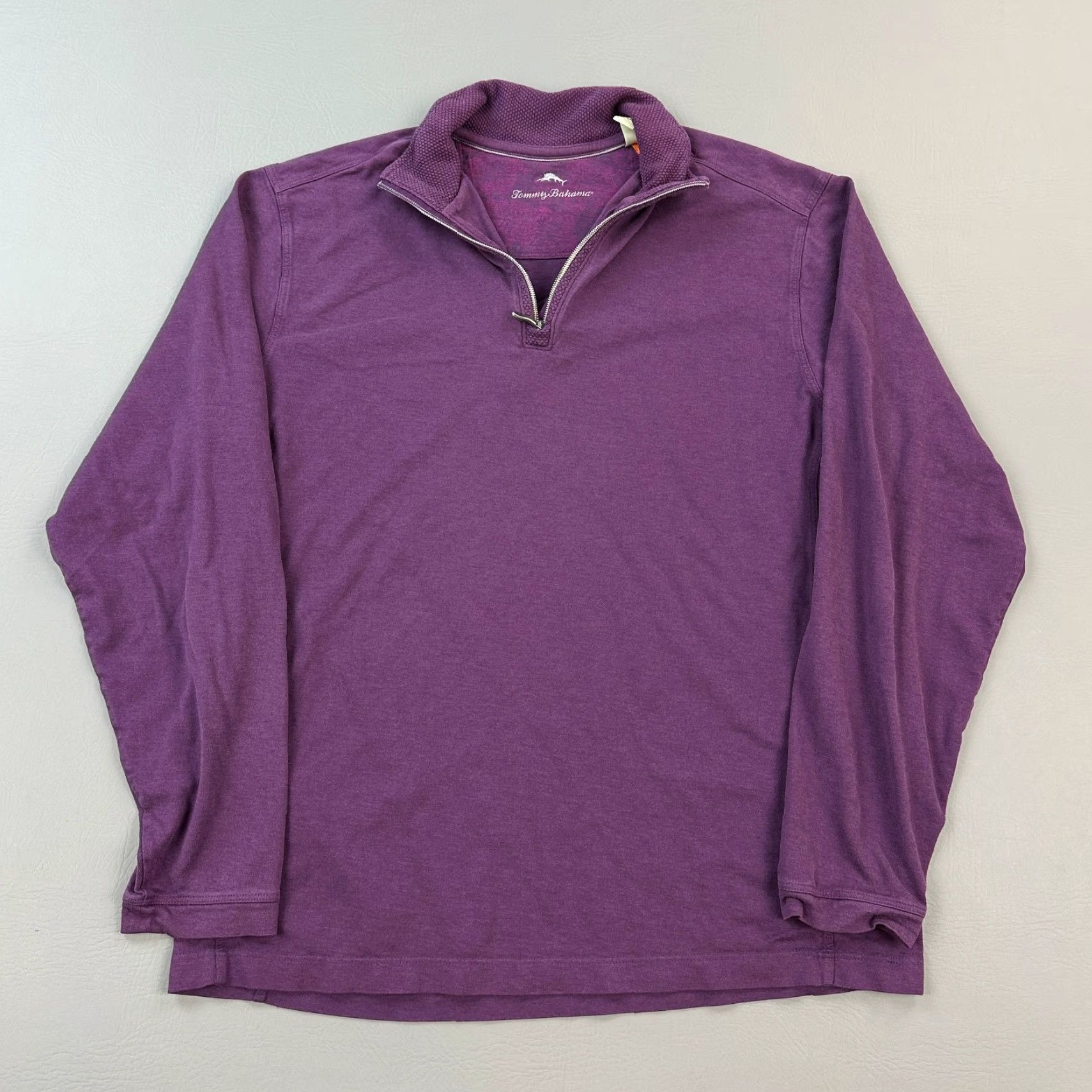 Tommy Bahama Tommy Bahama Pullover Mens M Pima Modal Lightweight 1/4 Zip Golf Sweater Long Sleeve Mock Neck Purple Embroidered Logo Zipper Casual Travel Size US M / EU 48-50 / 2 - 2 Thumbnail